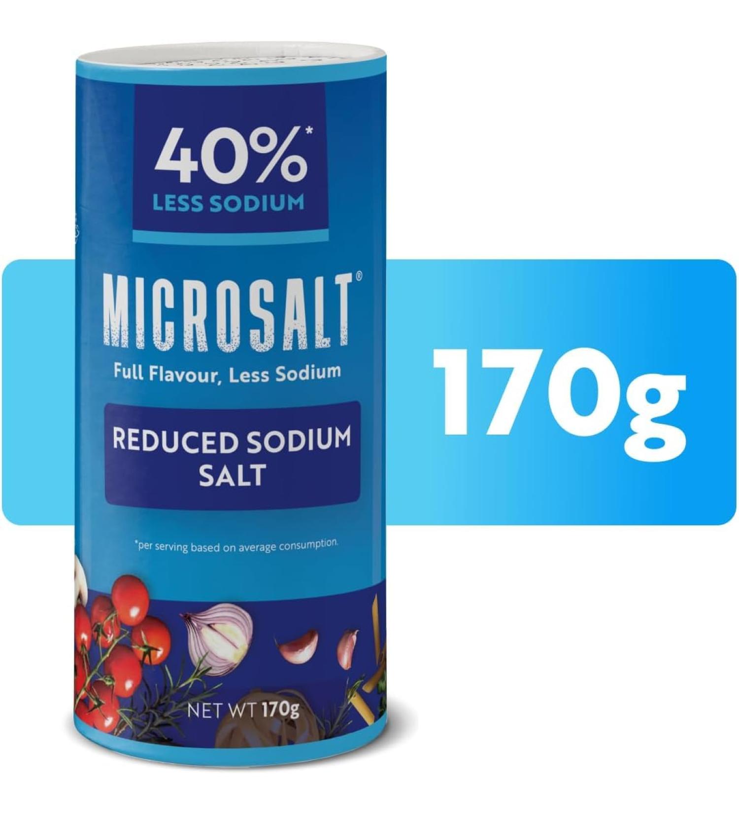 Microsalt 40% Less Sodium Salt Regular Salt Substitute Seasoning Salt for Snacks Full Flavor Less Sodium (170 g. Pack of 1) - Buy Online on GoSupps.com
