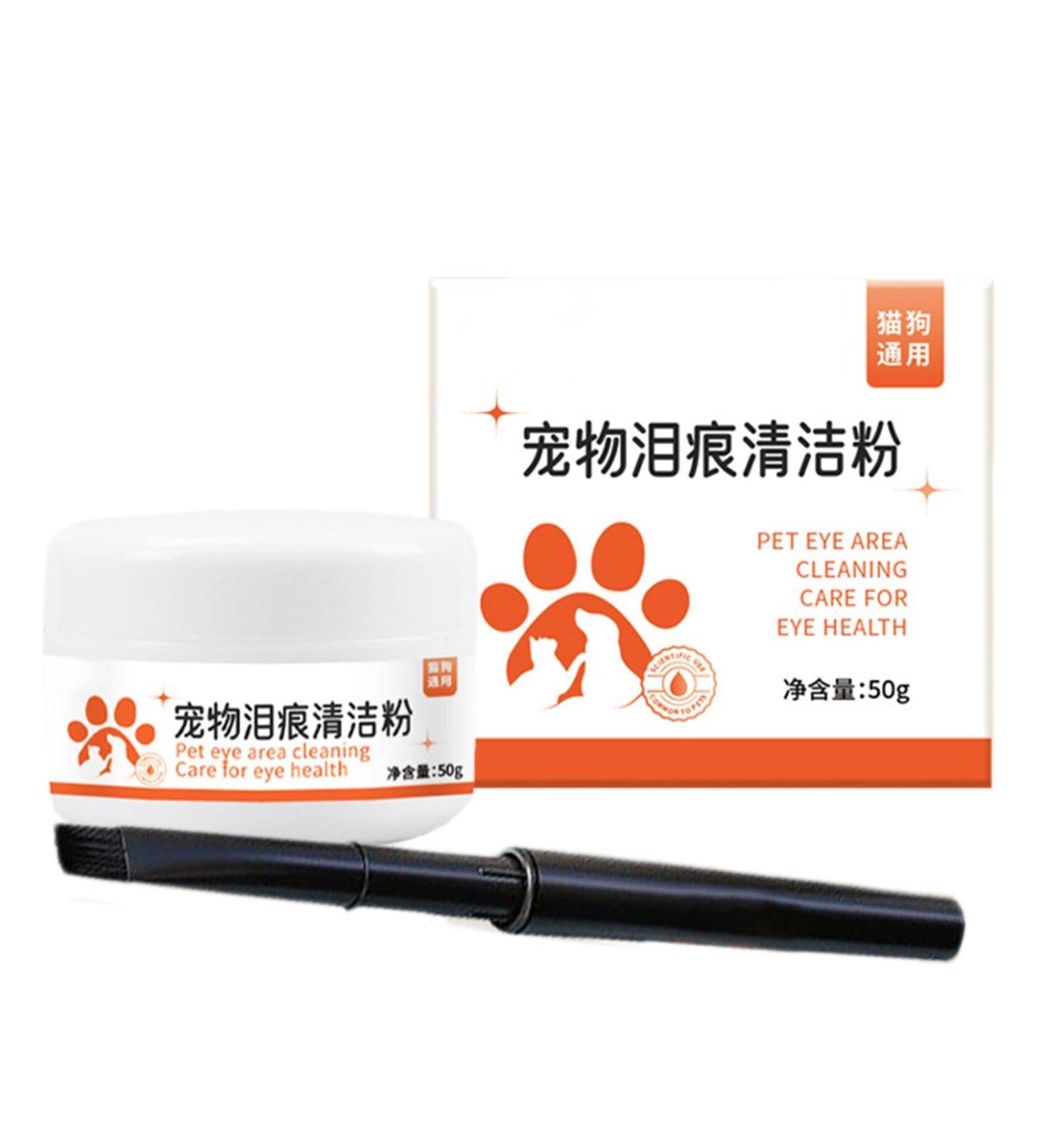 Dog Tear Stain Remover Powder | 50g Mild Tear Stain Remover with Brush - Fast-Acting Pet Eye Cleaning Supplies for Home Pet Hospital - Buy Online on GoSupps.com