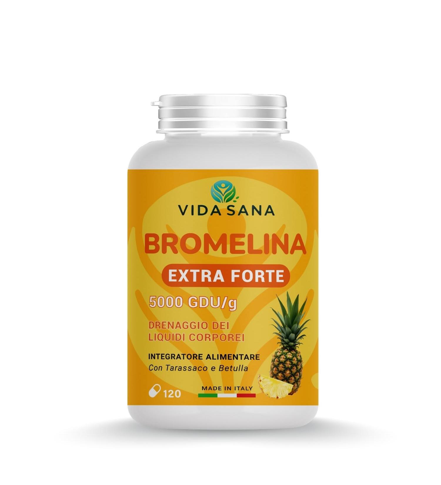 jasa srls Bromelina 5000 GDUg with dandelion natural food supplement with high titration for fluid drainage and cleaning function 120 capsules - Buy Online on GoSupps.com