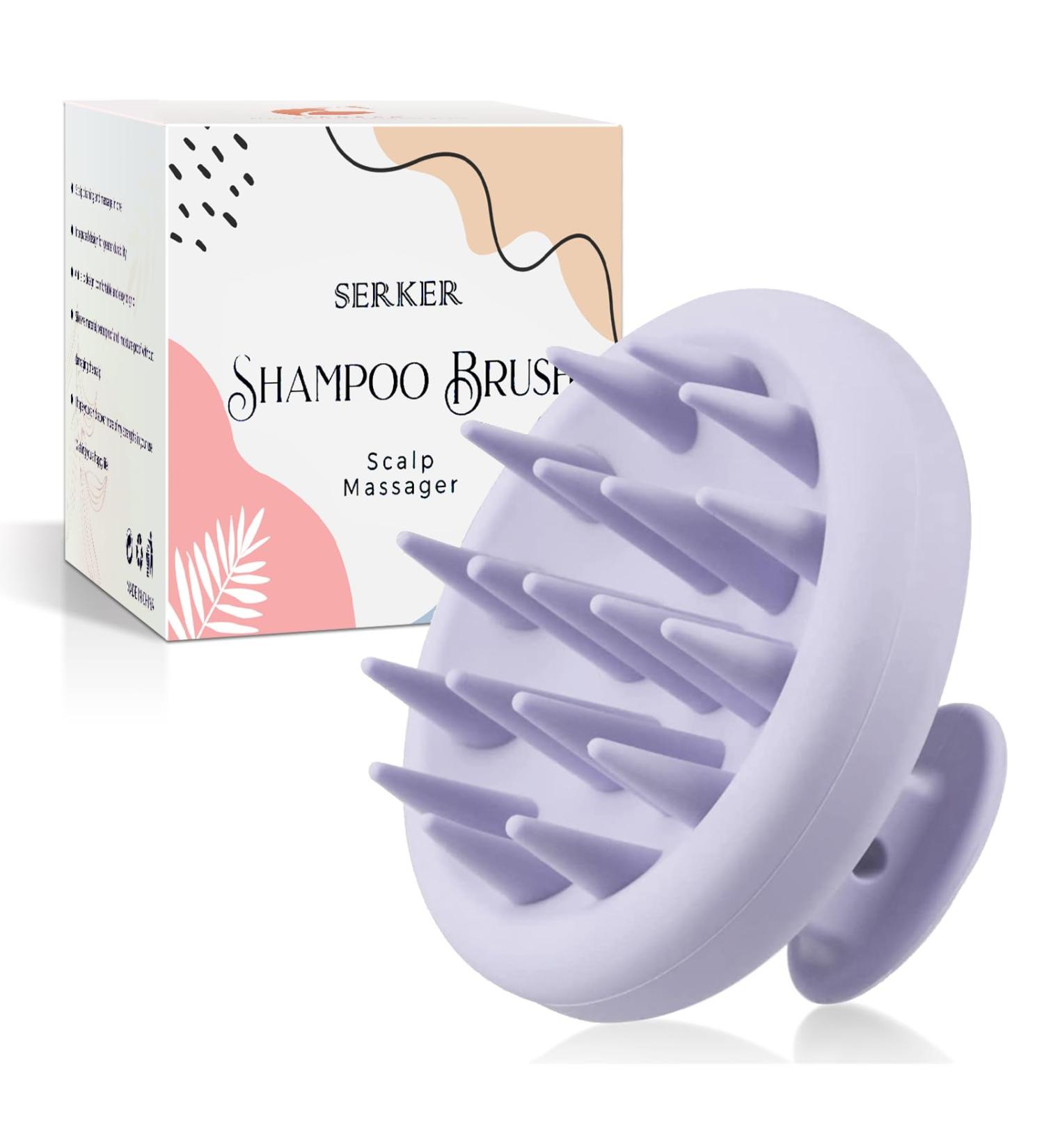 Serker Scalp Massage Brush - Silicone Shampoo Brush for Hair Growth Dandruff Reduction & Head Massage - Purple Violet - Buy Online on GoSupps.com