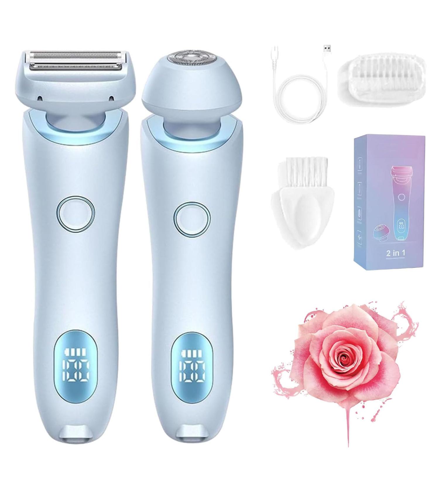 Eviay Premium Shaver Beautibloom Razor Beautyglide Pro Shaver 2 in 1 Electric Shaver Razors for Women Thecozy Luna Shaver Wet & Dry Beautyglide Pro Bikini Trimmer for Women (Blue) - Buy Online on GoSupps.com