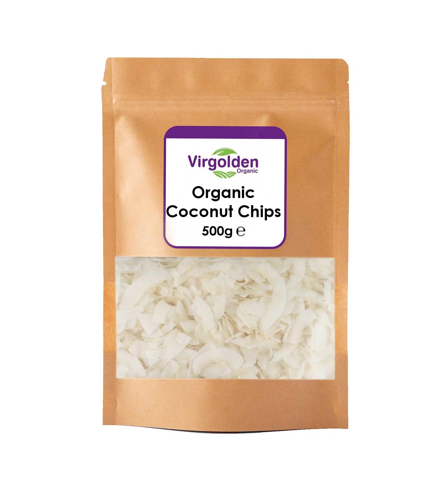 Organic Coconut Chips 500g by Virgolden Organic - Buy Online on GoSupps.com