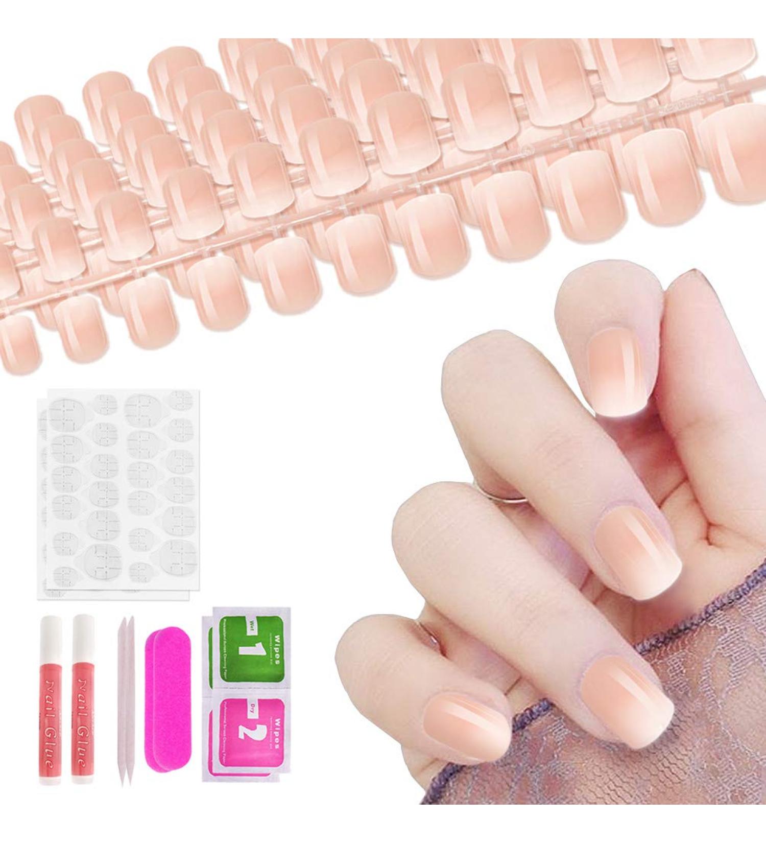 Allstarry 120pcs Ombre French Fake Nail Gradient Nude Short Press on Nails - DIY Acrylic Nail Tips for Nail Art Decoration - 120 Count - Buy Online on GoSupps.com
