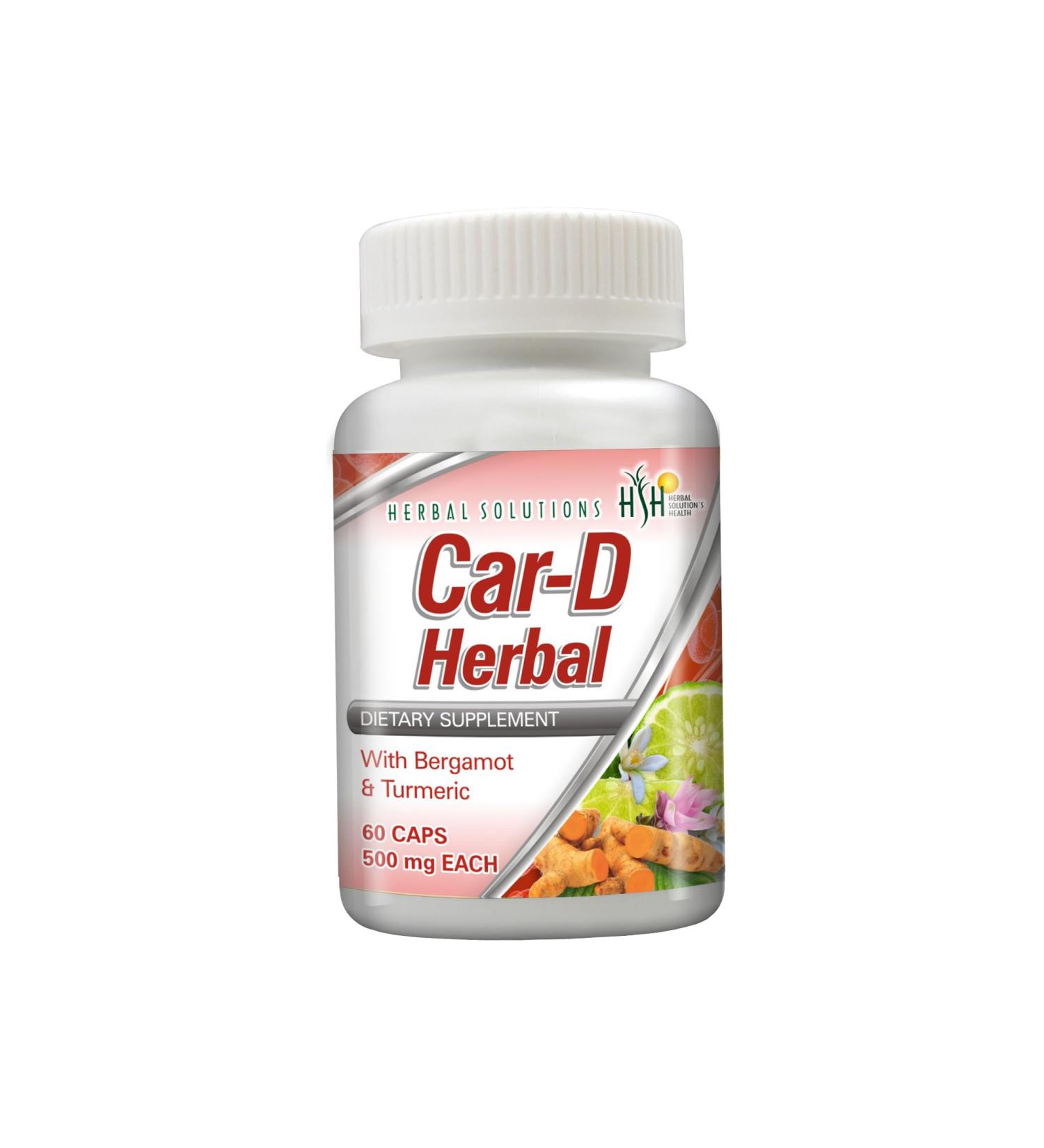Herbal Solutions Car-D - Cardivascular Nutrition Supplement with Bergamot & Mangosteen - 60 Vegan Capsules