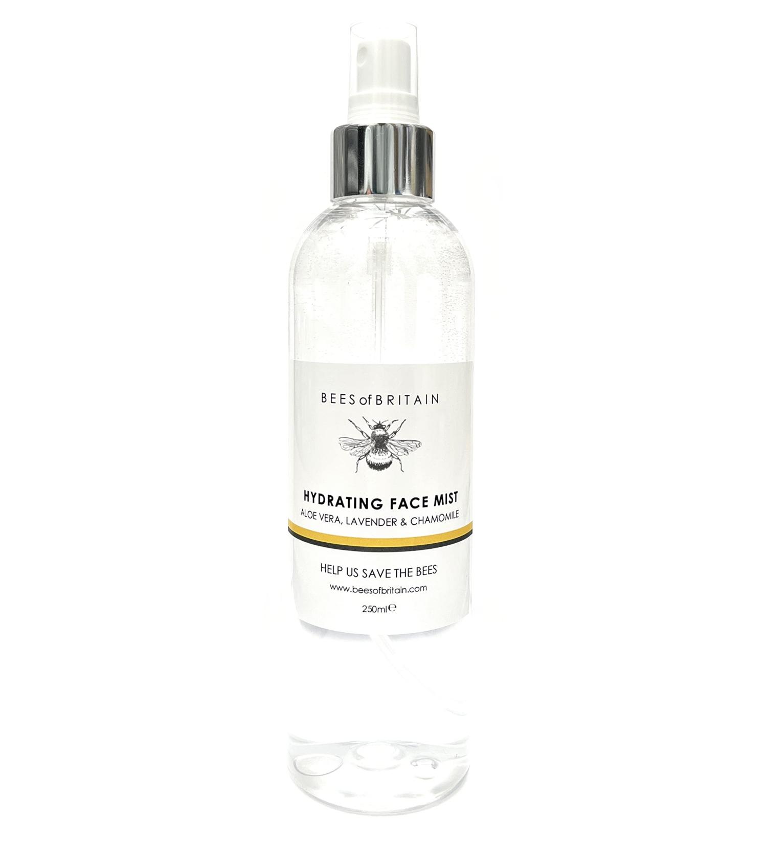 BEES of BRITAIN - 99% Natural Hydrating Floral Mist - Aloe Vera Lavender Chamomile. Hydrating Aromatic Cleanser Toner Primer. We Donate 5% of our Profit to Save Bees + Pollinators. 250ml - Buy Online on GoSupps.com