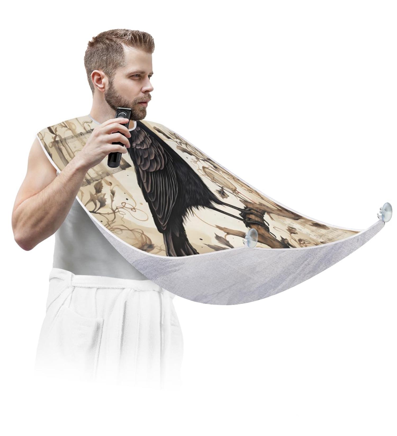 Bird Crow Beard Bib Apron - Ultimate Beard Hair Catcher | Perfect Gift for Dad & Husband | Shaving & Grooming Essential with 2 Suction Cups - Buy Online on GoSupps.com