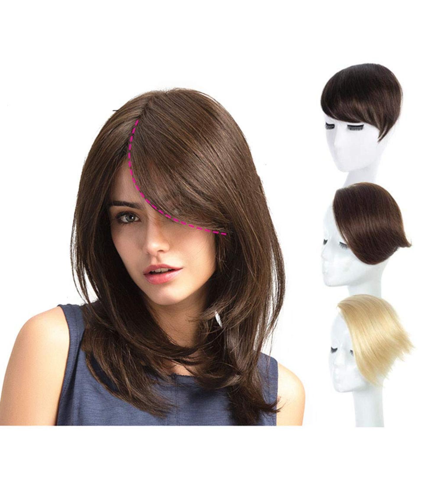 Side Bangs Clip in Hair Extensions Front Side Fringe One Piece Remy Straight Hairpiece Accessories by RemeeHi #613 Light Blonde - Buy Online on GoSupps.com