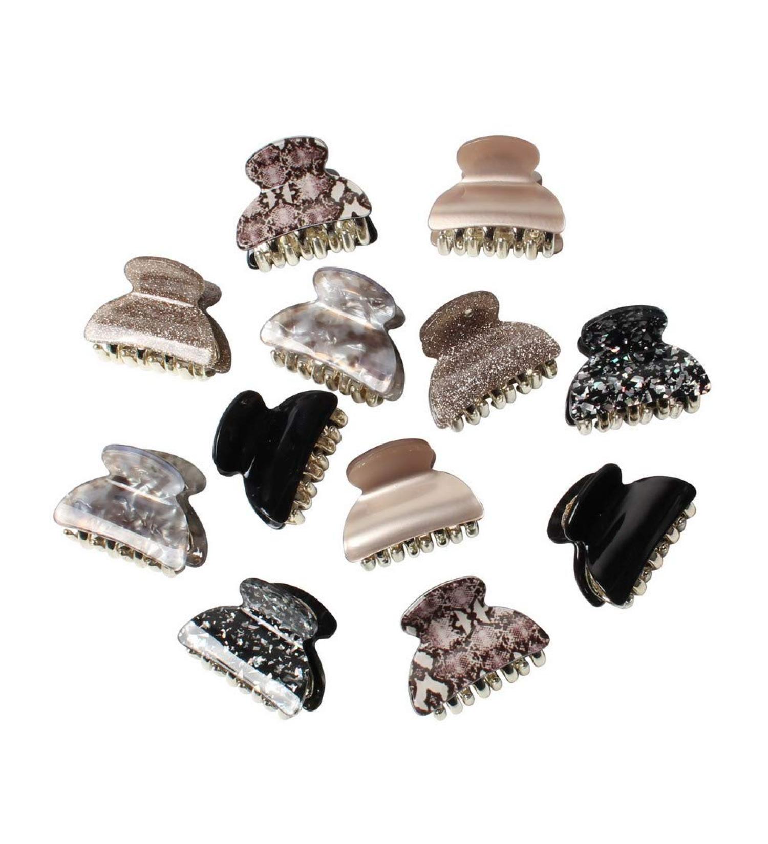 Floral Printed Acrylic Hair Claw Clips Pack of 12 - Medium Size No-Slip Grip Jaw Clamp for Girls and Women - Color E - Buy Online on GoSupps.com