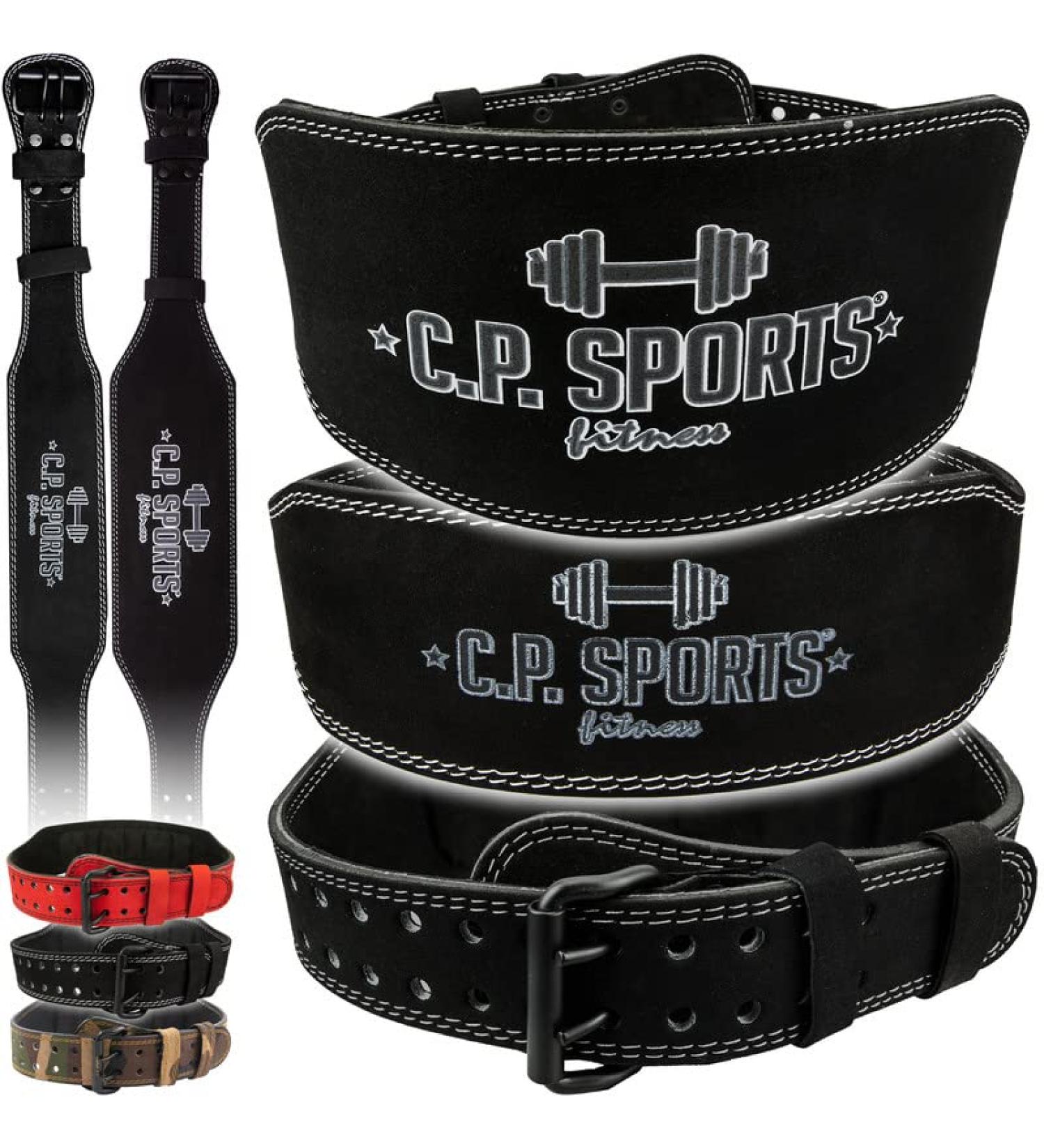 C.P. Sports Leather Weight Lifting Belt | Standard & Extra Wide | Unisex | Ideal for Bodybuilding & Strength Training | XXL 115-150 cm | Black - Buy Online on GoSupps.com
