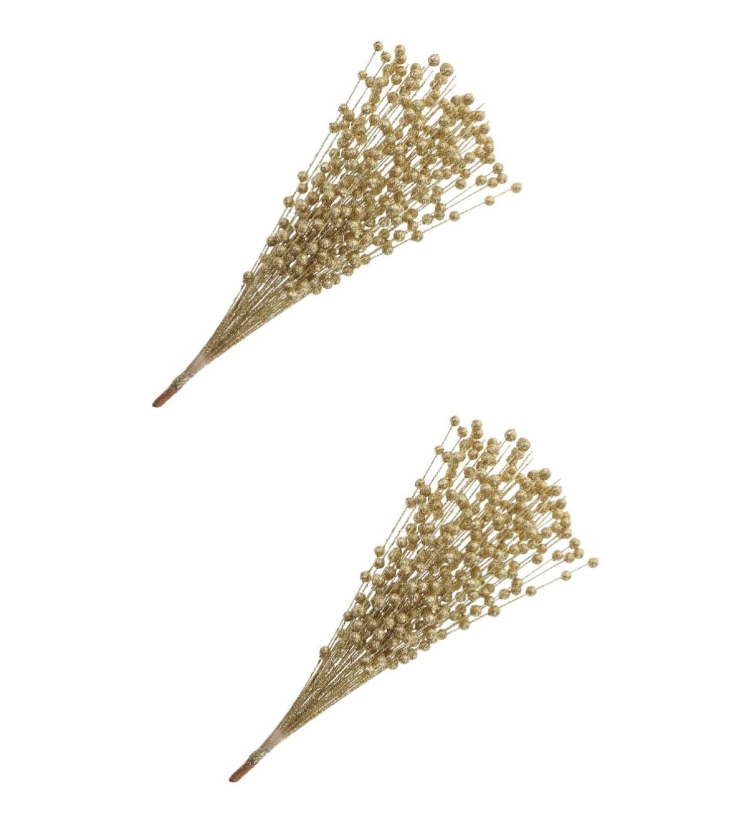 HOMSFOU 2 Bunches Imitation Golden Powder Berry Artificial Berry Branches Christmas Ornaments Sparkling Floral Sprays Artifical Flower Arrangements Christmas Picks Plastic Supplies Flash - Buy Online on GoSupps.com