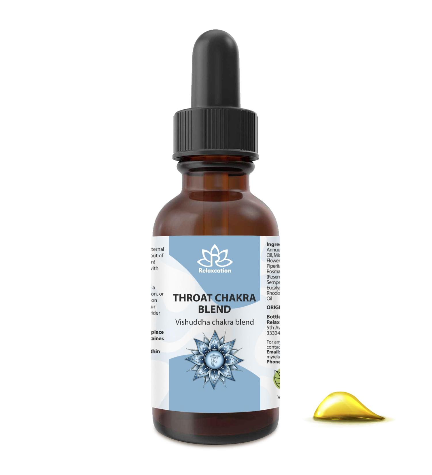 Relaxcation Throat Chakra Blend Oil | Blue Tansy Peppermint Eucalyptus & Rosemary | Botanical Oil for Clarity Confidence & Honest Expression | Ideal for Meditation | Vegan Cold Pressed (1 oz) 1 Fl Oz (Pack of 1) - Buy Online on GoSupps.com