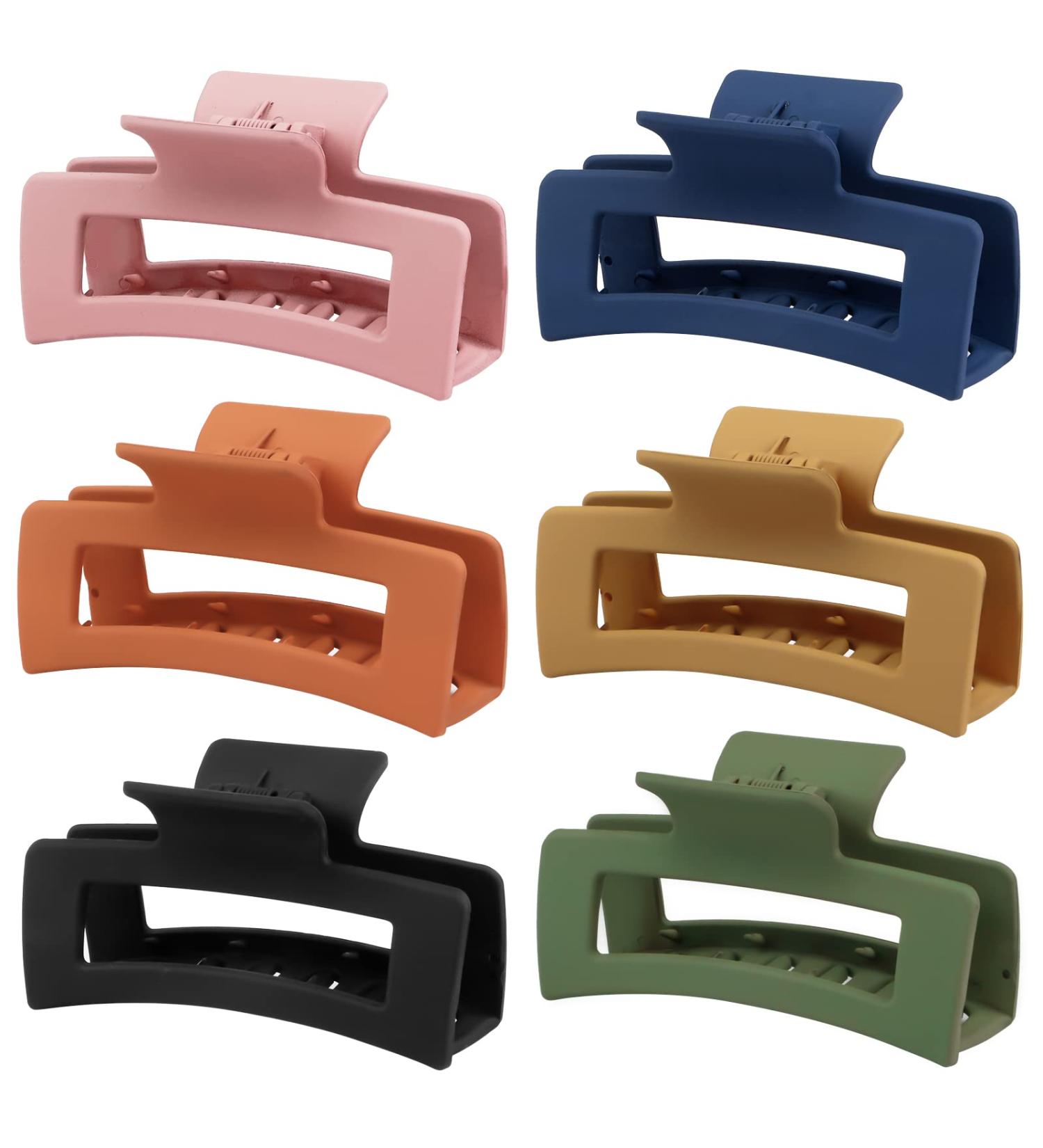 6 Pack Big Claw Hair Clips for Women - 4.1 Inch Non-slip Rectangle Jaw Clips - Stylish Matte Hair Accessories for Thick Hair - Buy Online on GoSupps.com