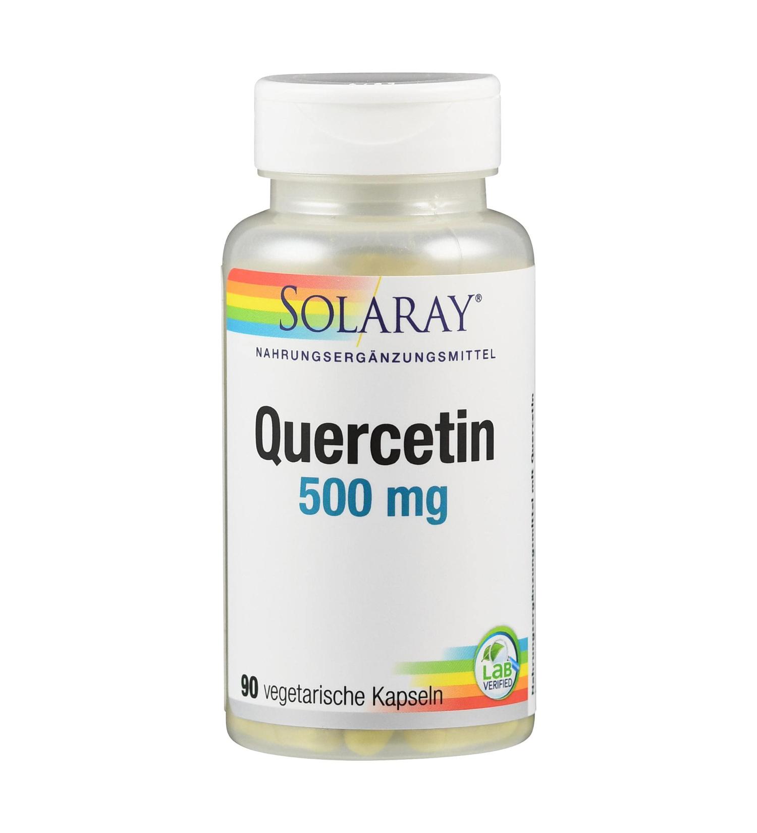 Buy Solaray Quercetin 500mg Capsules | 90 Vegan Gluten-Free Supplements | Boost Vitamin C Absorption | Lab Tested & Non-GMO - Buy Online on GoSupps.com