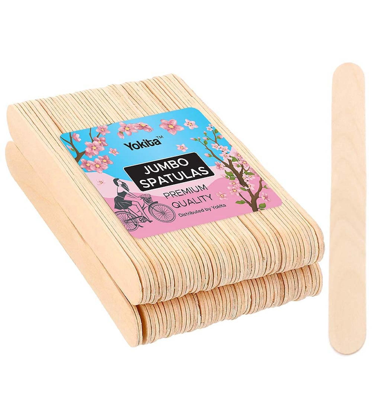 Yokita Wood Large Spatulas Sticks for Waxing, Spatulas Applicators for Hair Removal Eyebrow and Body (Pack of 100)