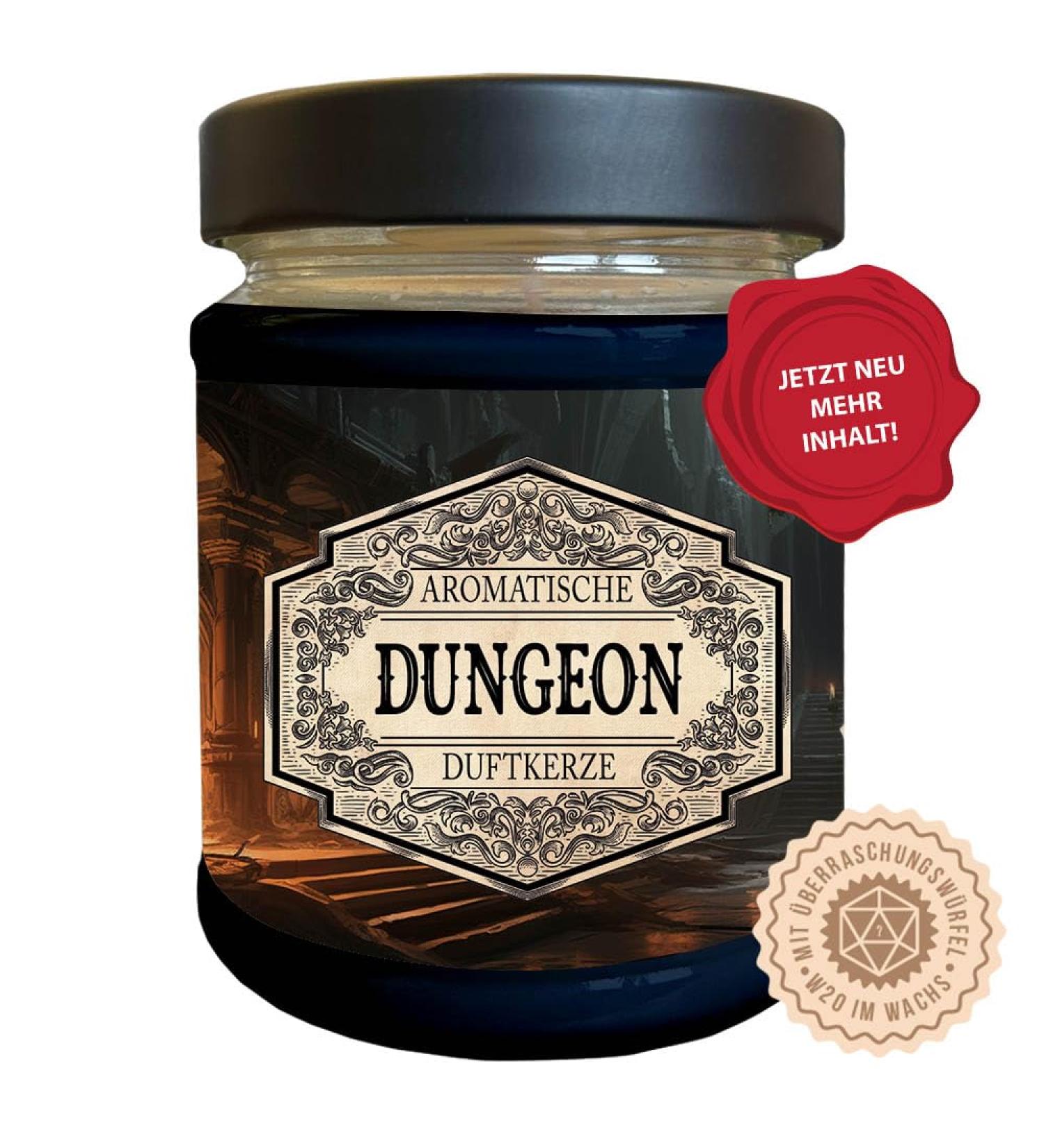 Roleplay scented candle Dungeon with hidden D20 dice - Handmade in Germany (New size) 240ml approx. 40 hours burning time
