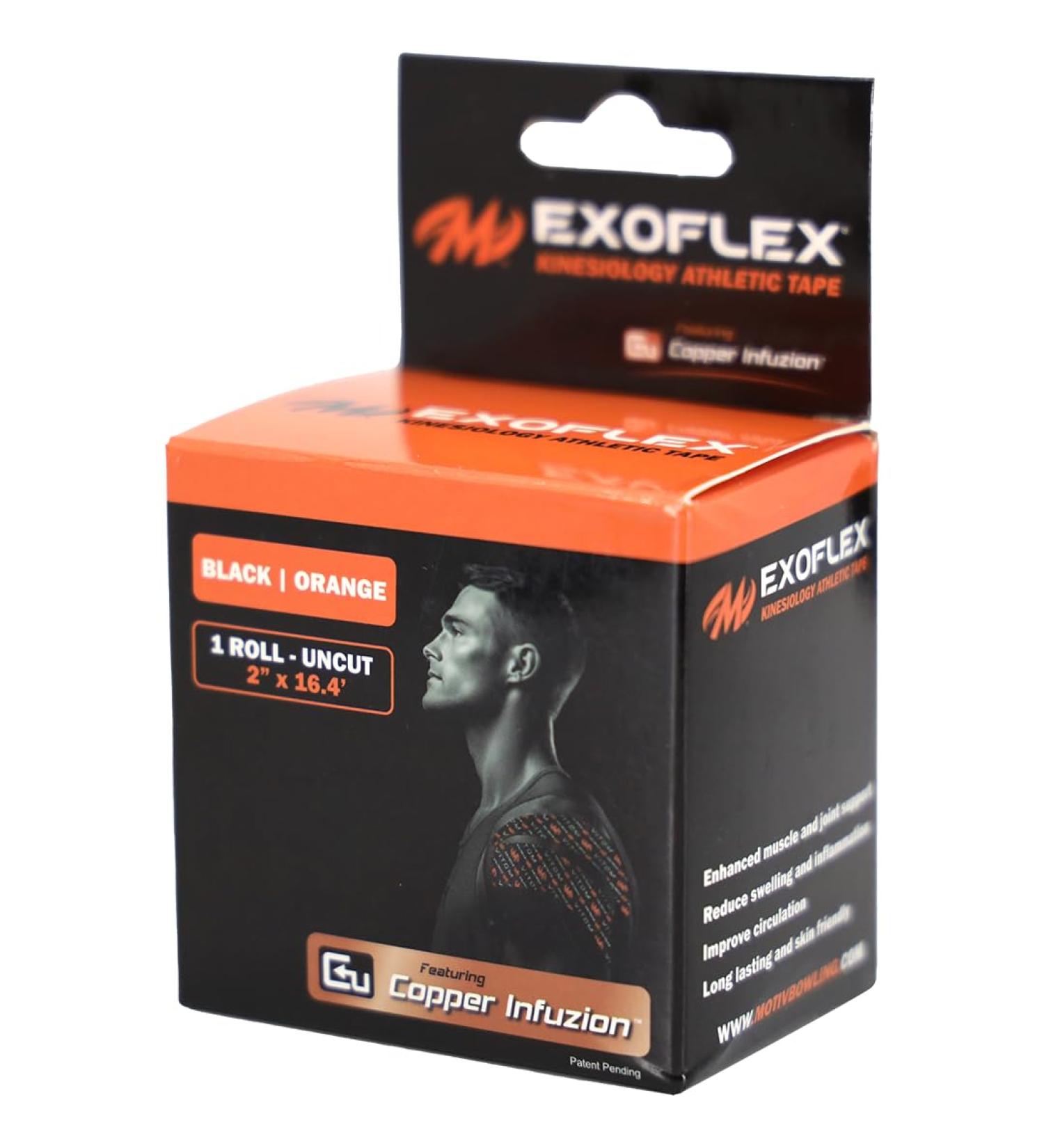 Motiv Exoflex Kinesiology Athletic Tape Roll - UN-Cut Black/Orange