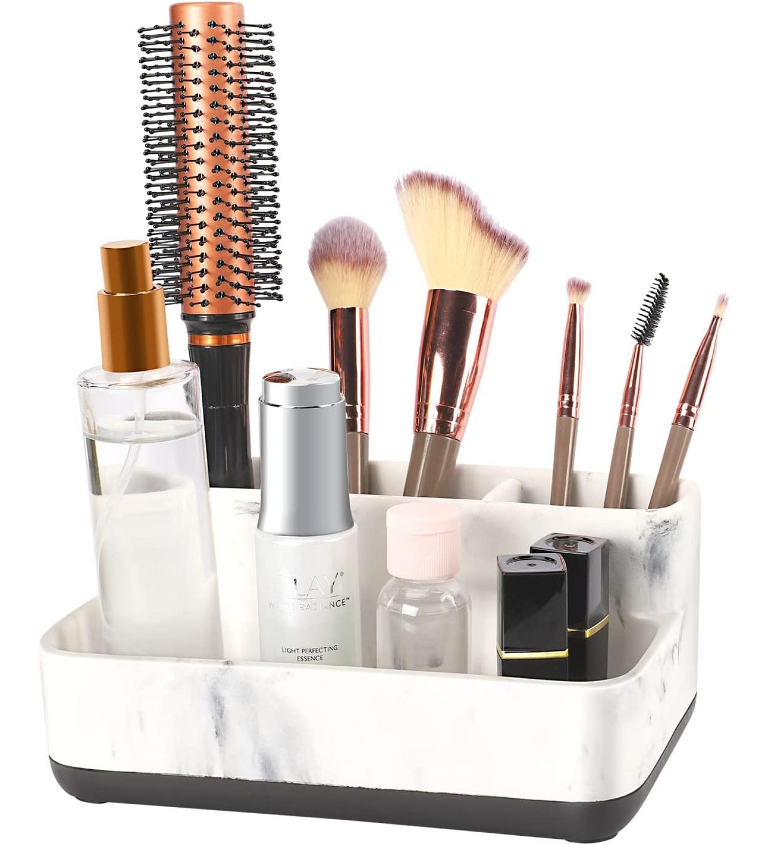 ZCCZ Marble Look Toothbrush Holder - Electric Toothpaste & Makeup Brush Stand - Bathroom Organizer with Removable Tablet - Buy Online on GoSupps.com