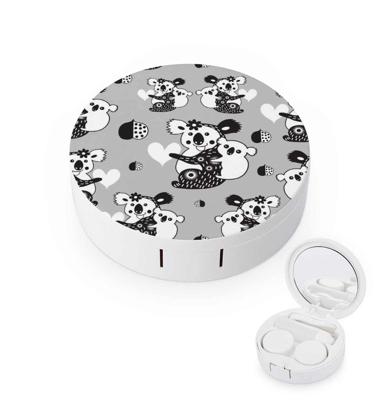 Funny Koala Baby Round Case For Contact Lens Kit Storage Box with Mirror Printed - Buy Online on GoSupps.com