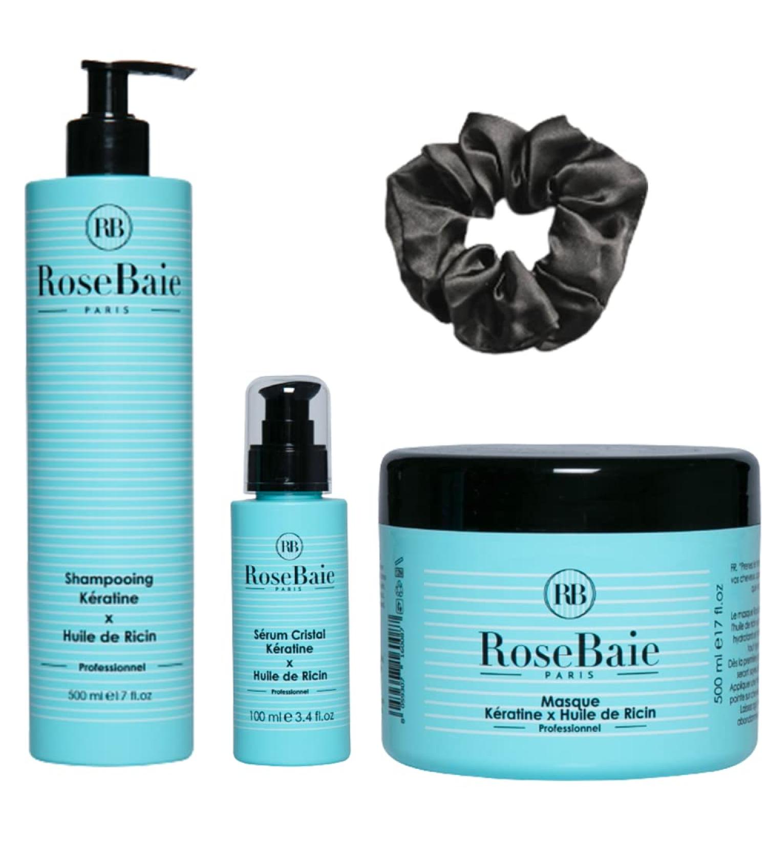 RoseBaie - My Castor Oil Hair Routine - Shampoo 500 ml - Mask 500 ml - Serum 100 ml + 1 Free Random Color Scrunchie - Buy Online on GoSupps.com