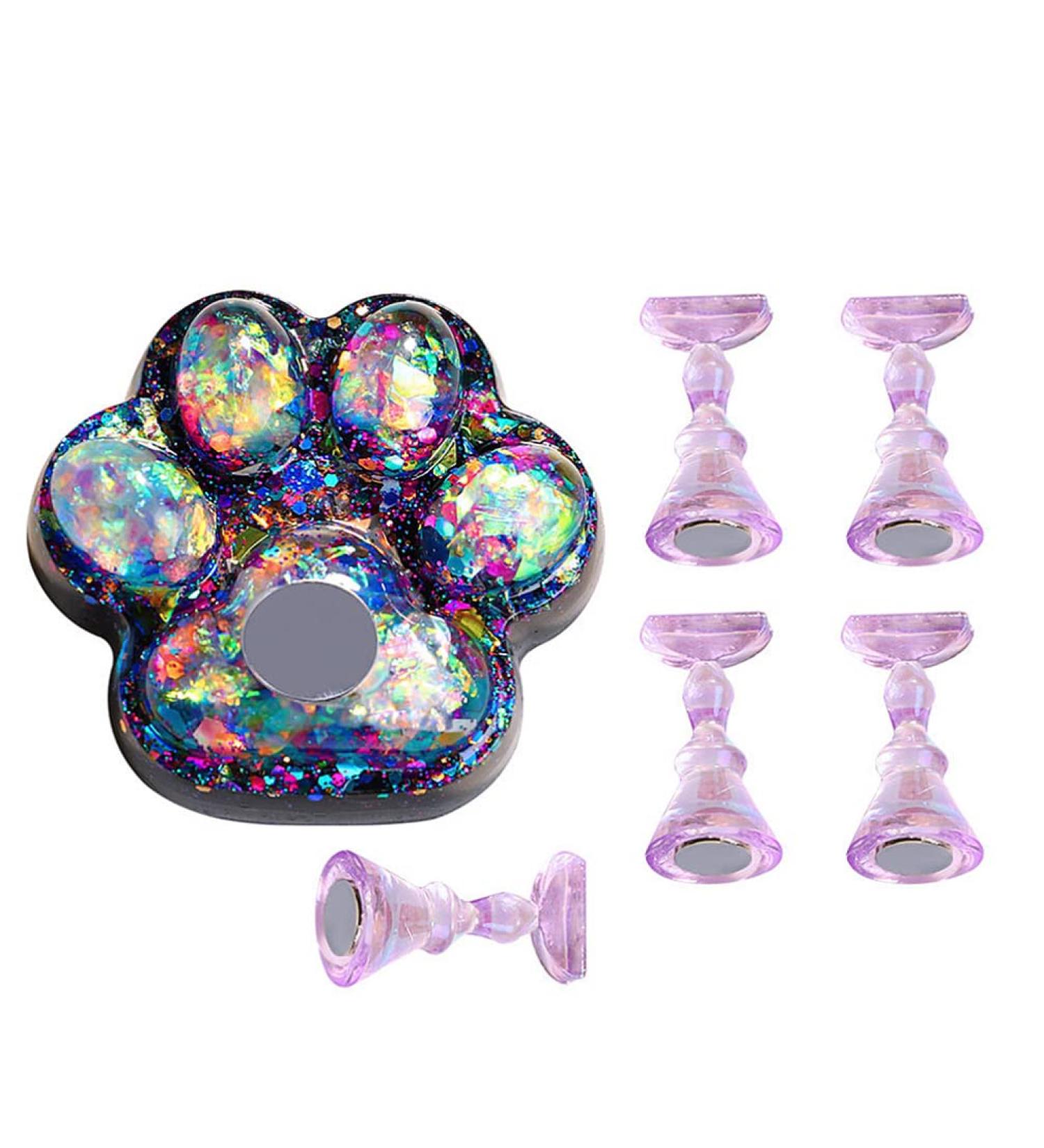 Lurrose Nail Art Tools Kit - Cat Claw Palette Polish Holder & Acrylic Practice Stand - Blue Fluorescent Manicure Design Essentials - Buy Online on GoSupps.com