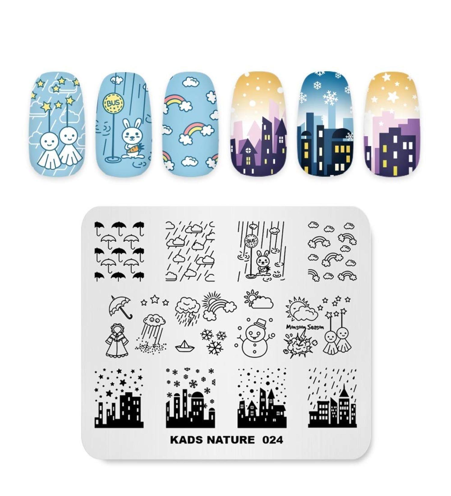 Kad's Nail Stamping Plate NA024 - Sun Doll Rabbit Rainbow Designs for DIY Nail Art & Decoration - International Shipping Available - Buy Online on GoSupps.com