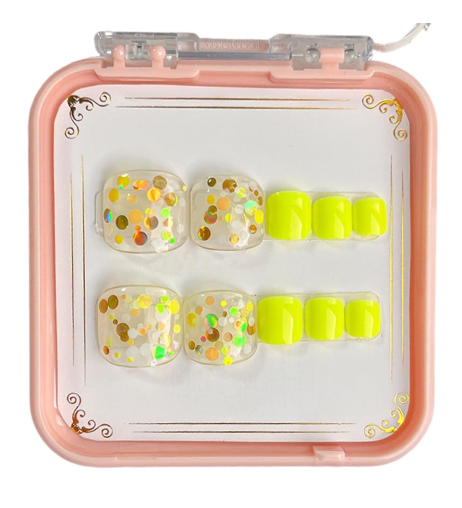 AJTUTUS French Tips Press on Toenails Fashionable Short Square Toe Stick on Colorful False Toe s for Women and Girls - Buy Online on GoSupps.com