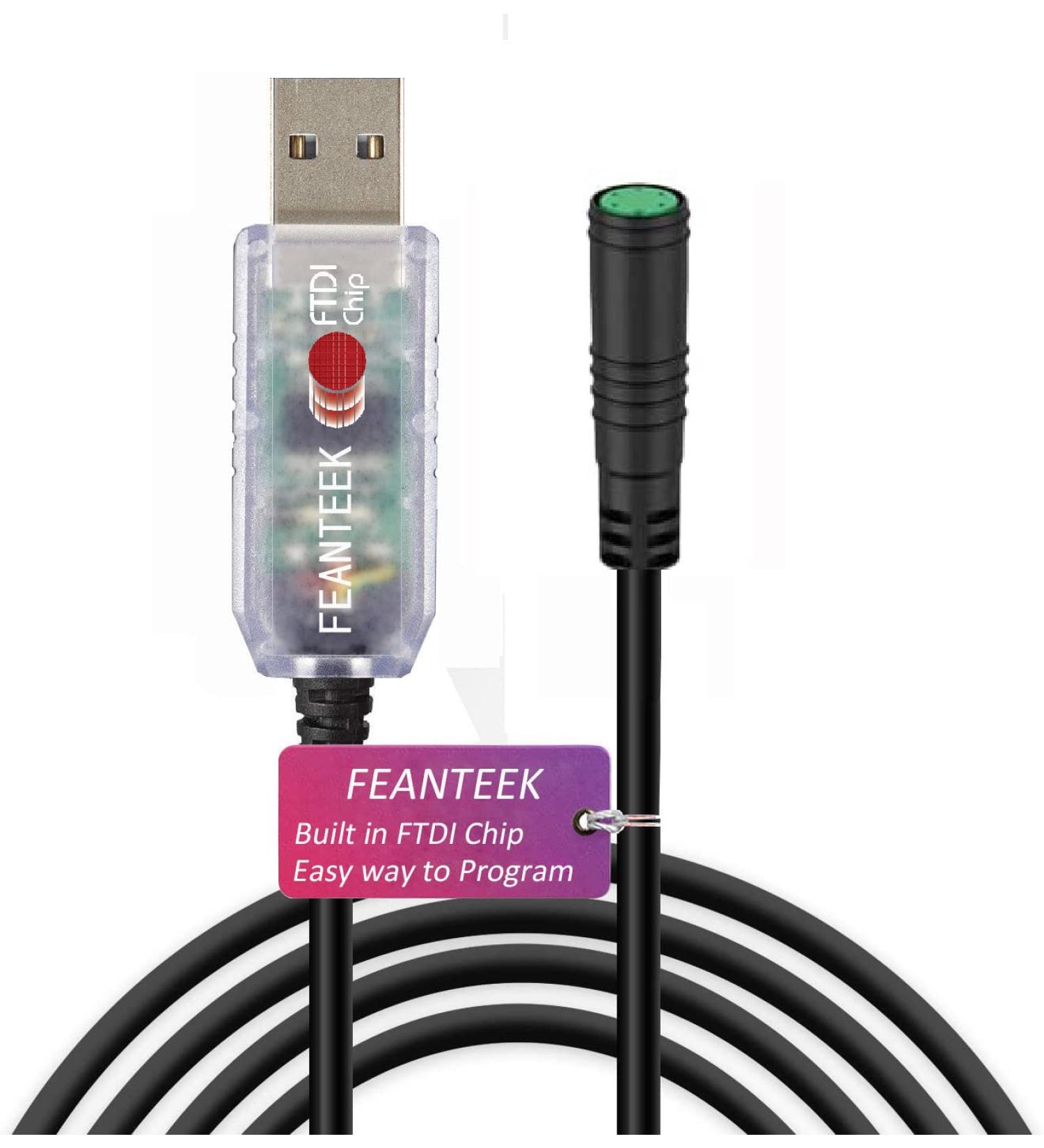 Feanteek USB Programming Cable for Bafang BBS01/BBS02/BBSHD Electric Bike Kit - Original FT232RL Chip, 1.0m length | Compatible with Win10/Win8/Win7/XP - Buy Online on GoSupps.com