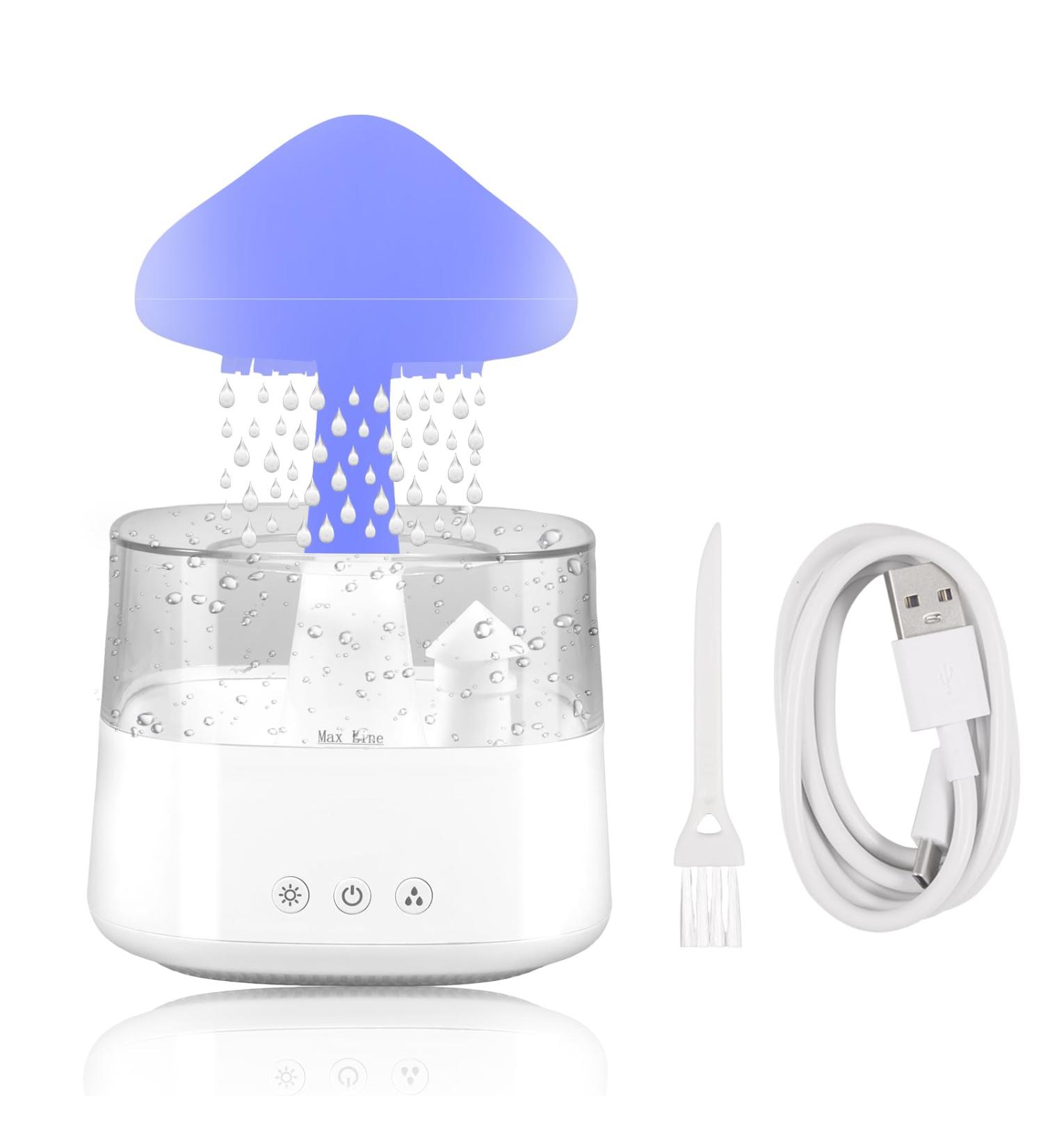 Rain Cloud Humidifier - Colorful Light Aroma Diffuser with 7 Color Changing Lights and Water Drop Sound - White 2 - Buy Online on GoSupps.com