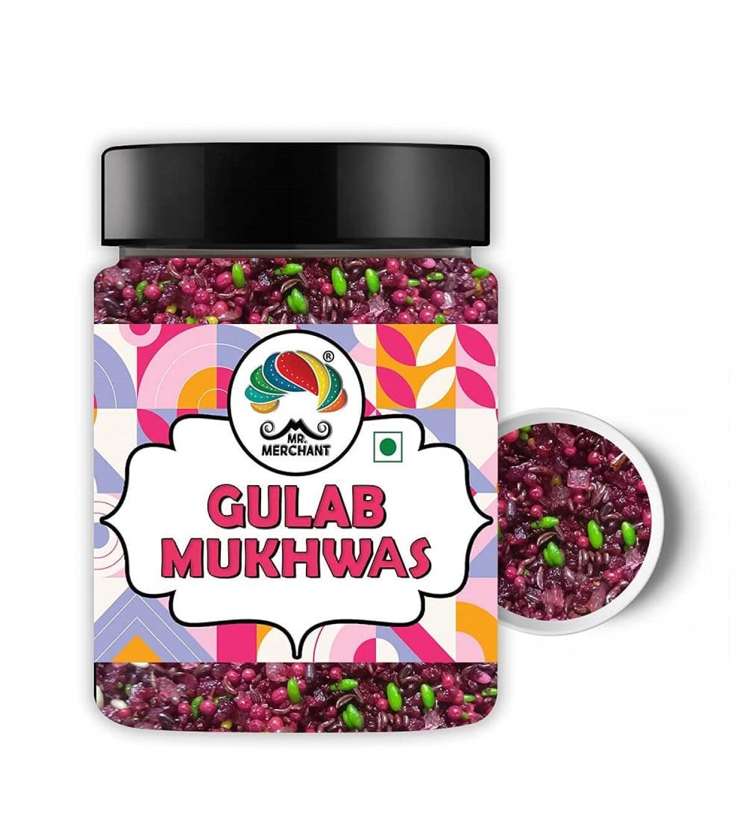 Mr. Merchant Gulab Mukhwas Traditional Mouth Freshener Mukhwas Mix (Pack of 1 (300gm Jar Pack))_Packing May Vary