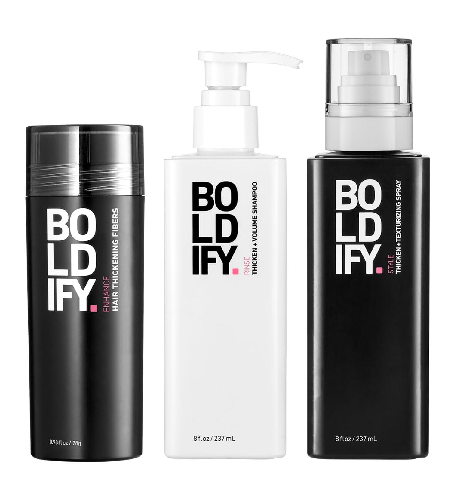 Boldify Thickening Spray + Hair Fiber (Dark Brown) + Shampoo Thicken Up Bundle: Volume Root Lift Texture for Thinning Hair - Buy Online on GoSupps.com