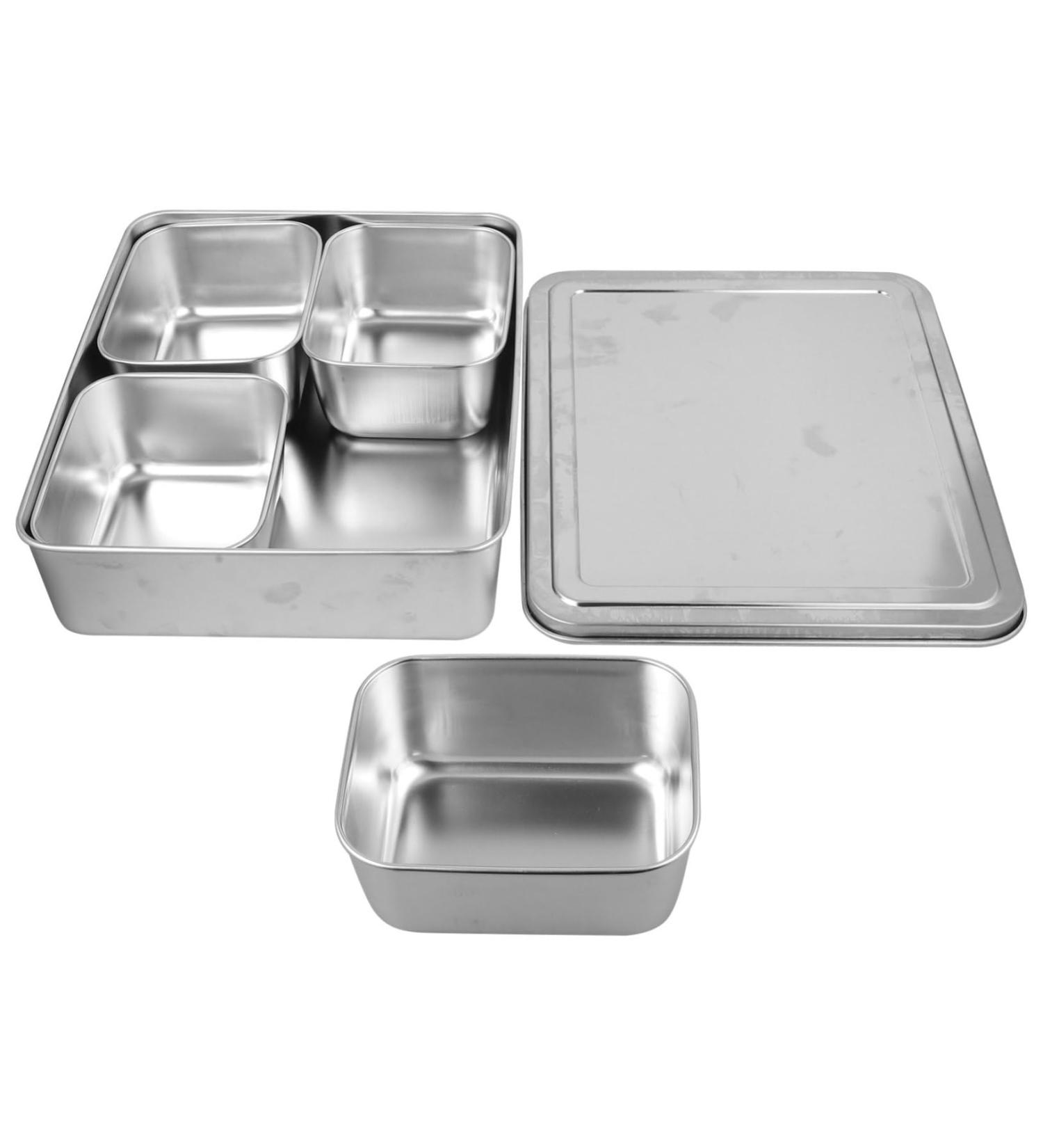 GRIRIW Food Tray Box Lid Holder Kitchen Bar Compartment Prep Compartments Organizer with Garnish Serving Meal Metal Trays - Buy Online on GoSupps.com