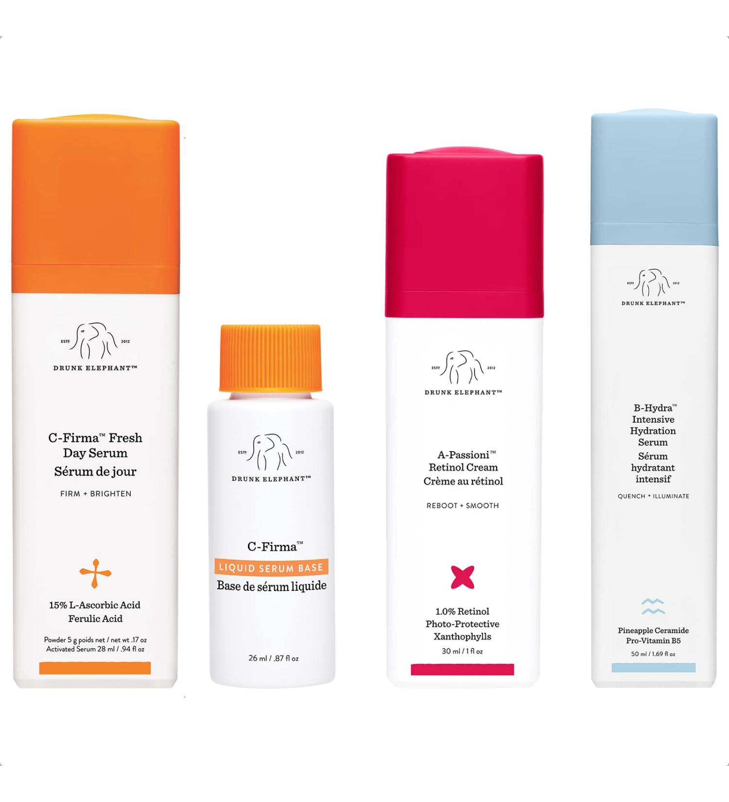 Shop Drunk Elephant A-Passioni Retinol Anti-Wrinkle Cream B-Hydra Hydration Serum & C-Firma Fresh Day Serum - Free Worldwide Shipping - Buy Online on GoSupps.com