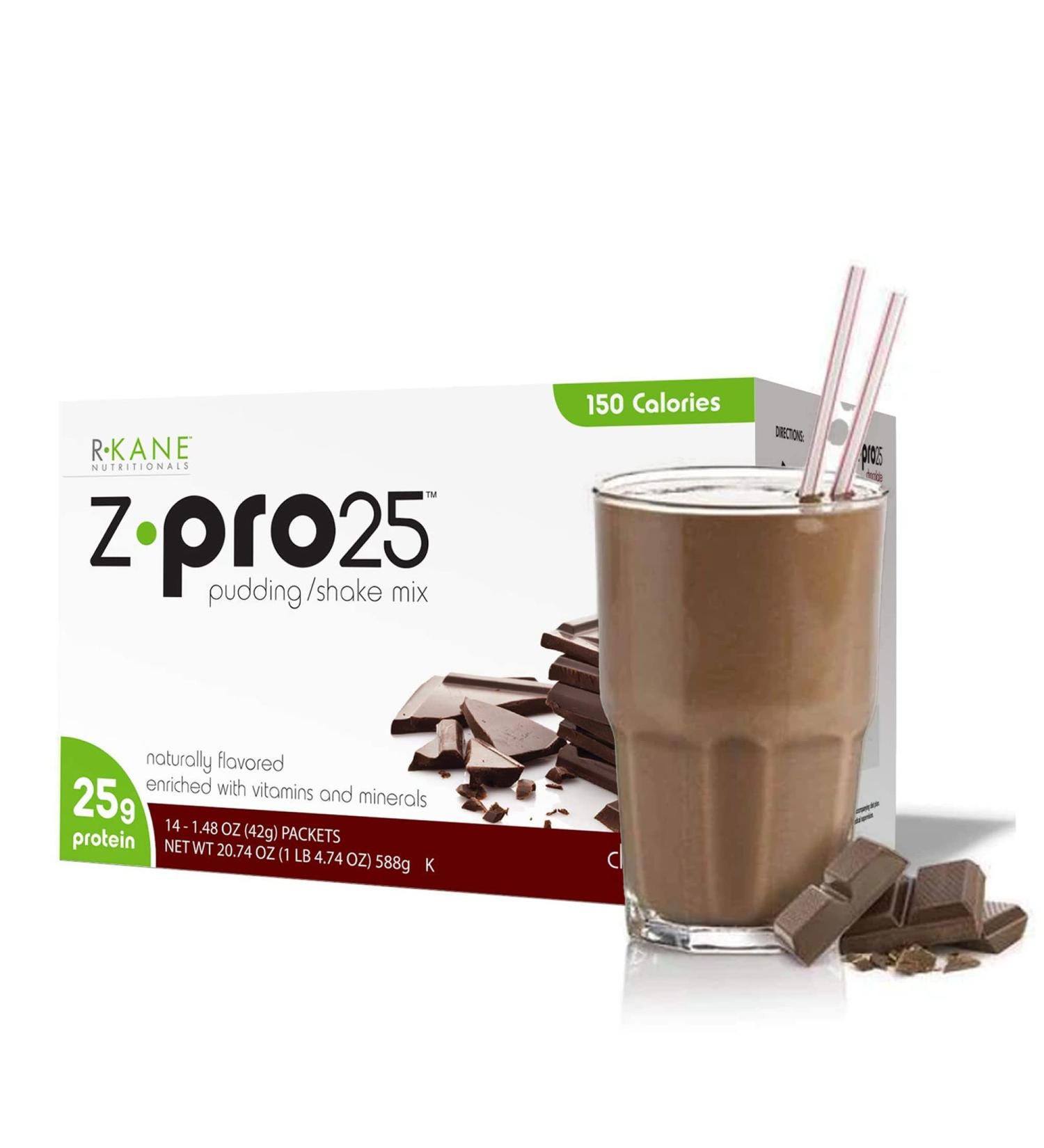 R-Kane Z-Pro25 Chocolate Shake Mix - 25g Protein, Low Calorie Meal Replacement for Weight Loss - Kosher, 14 Packets - Buy Online on GoSupps.com