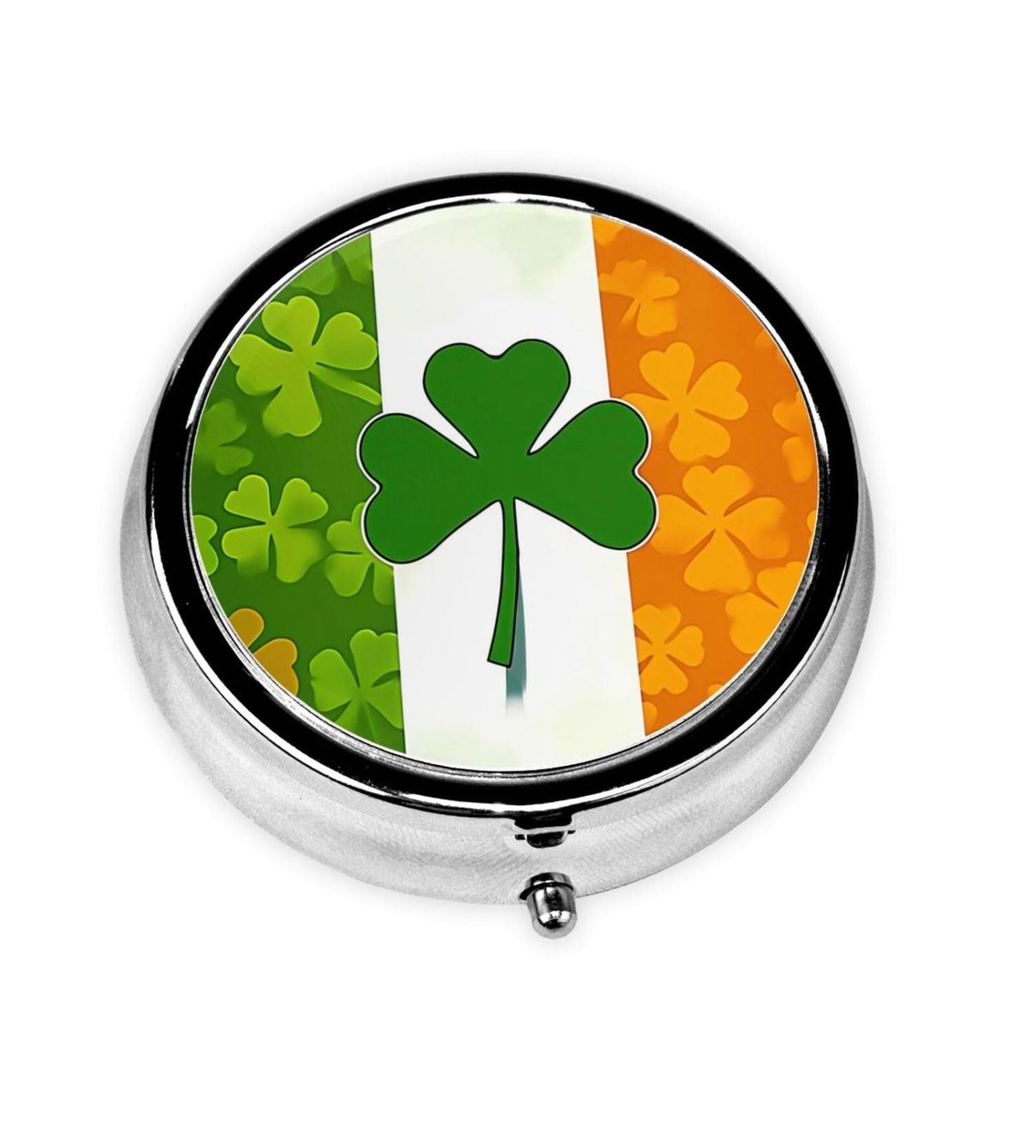 Clover British Flag Portable Metal Pill Box | Round Mini 3-Compartment | Travel Essential for Small Pills | Hinged Design - Black - Buy Online on GoSupps.com