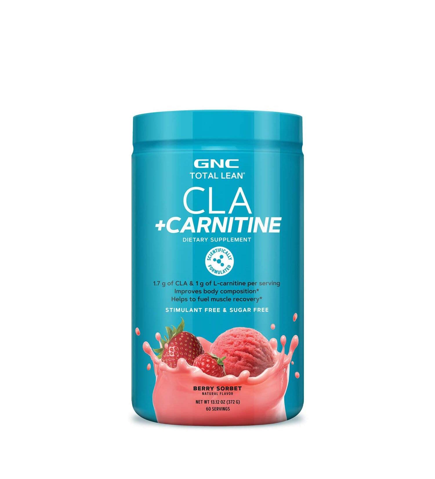GNC Total Lean CLA + Carnitine - Stimulant Free Sugar Free Berry Sorbet | 60 Servings for Improved Body Composition & Muscle Recovery - International Shipping Available - Buy Online on GoSupps.com
