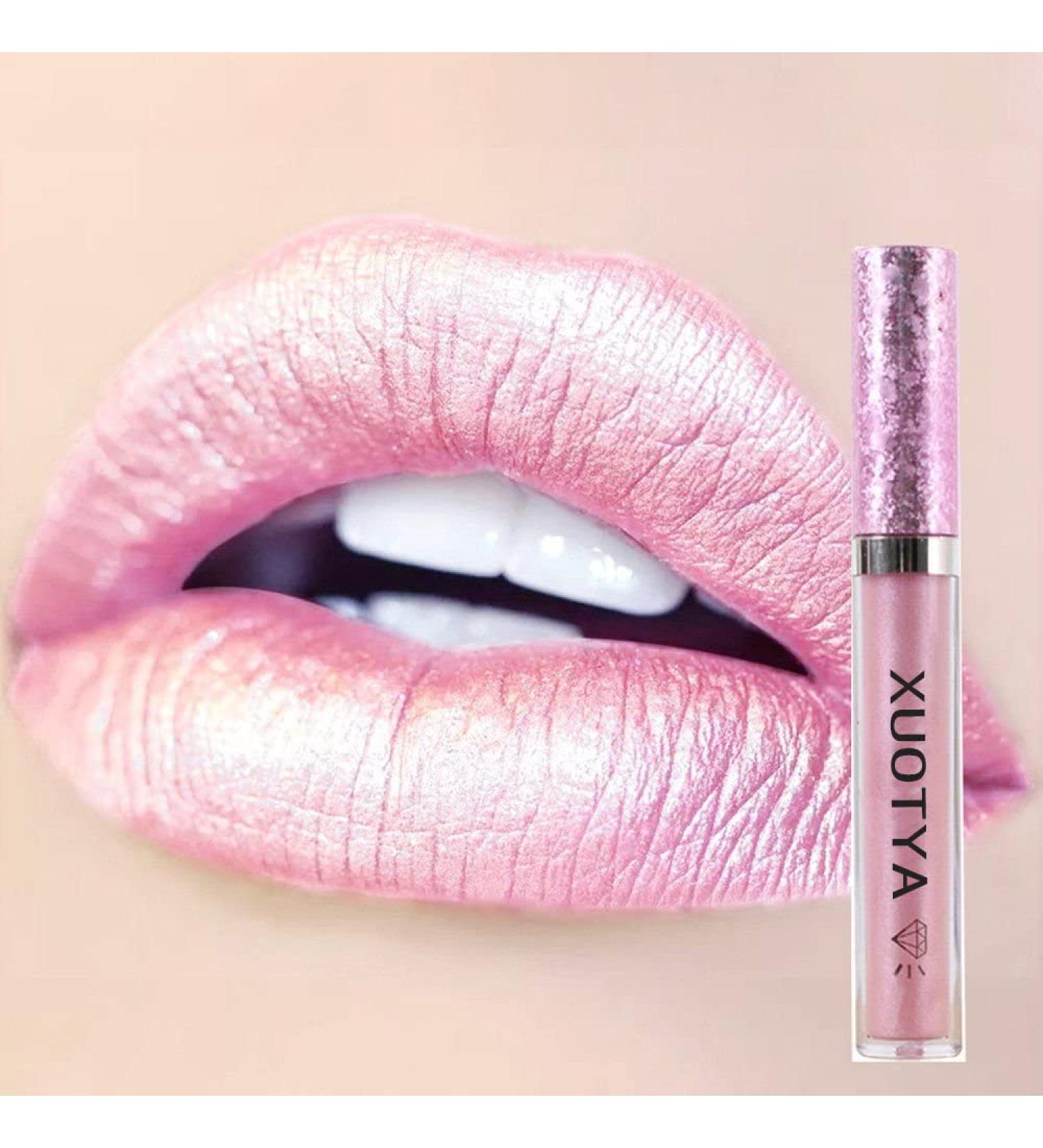 Buy Metallic Diamond Lip Gloss - Liquid Sparkle Shimmer Lipstick | Nonstick Cup Makeup for Stunning Lips - International Shipping Available - Buy Online on GoSupps.com