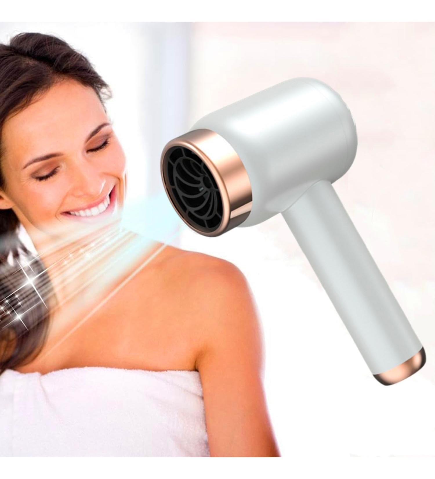 Cordless Ionic Hair Dryer with Hot & Cold Wind USB Charging Blow Dryer Travel Hair Dryer for Women Kids Outdoor Camping Beaches White - Buy Online on GoSupps.com