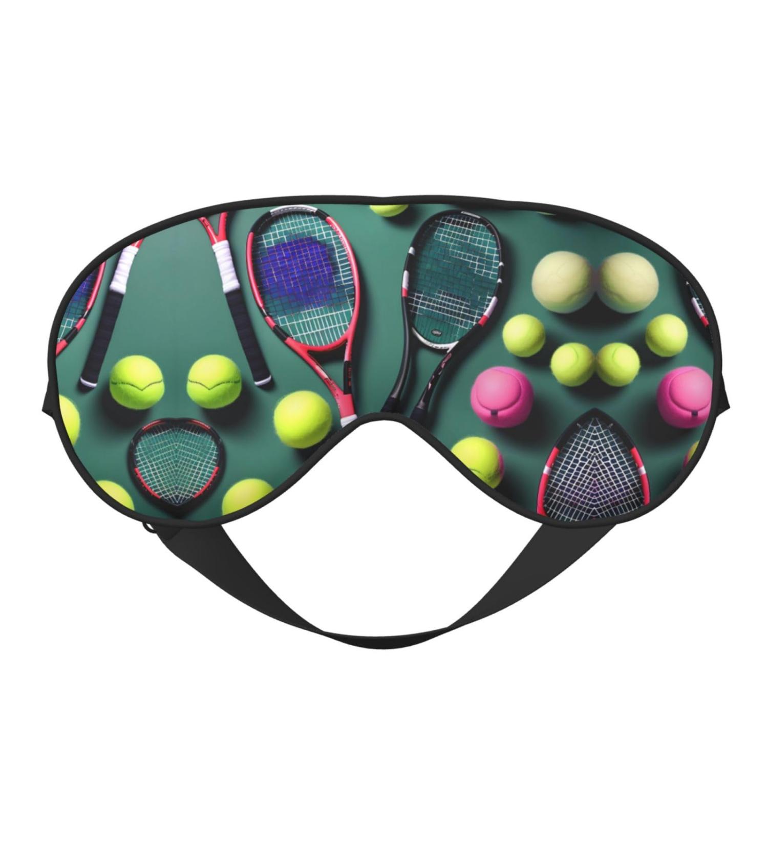 Funny Tennis Racquets & Balls Sleep Mask - Double-Sided Unisex Eye Mask for Sound Sleep & Skin Care - Buy Online on GoSupps.com