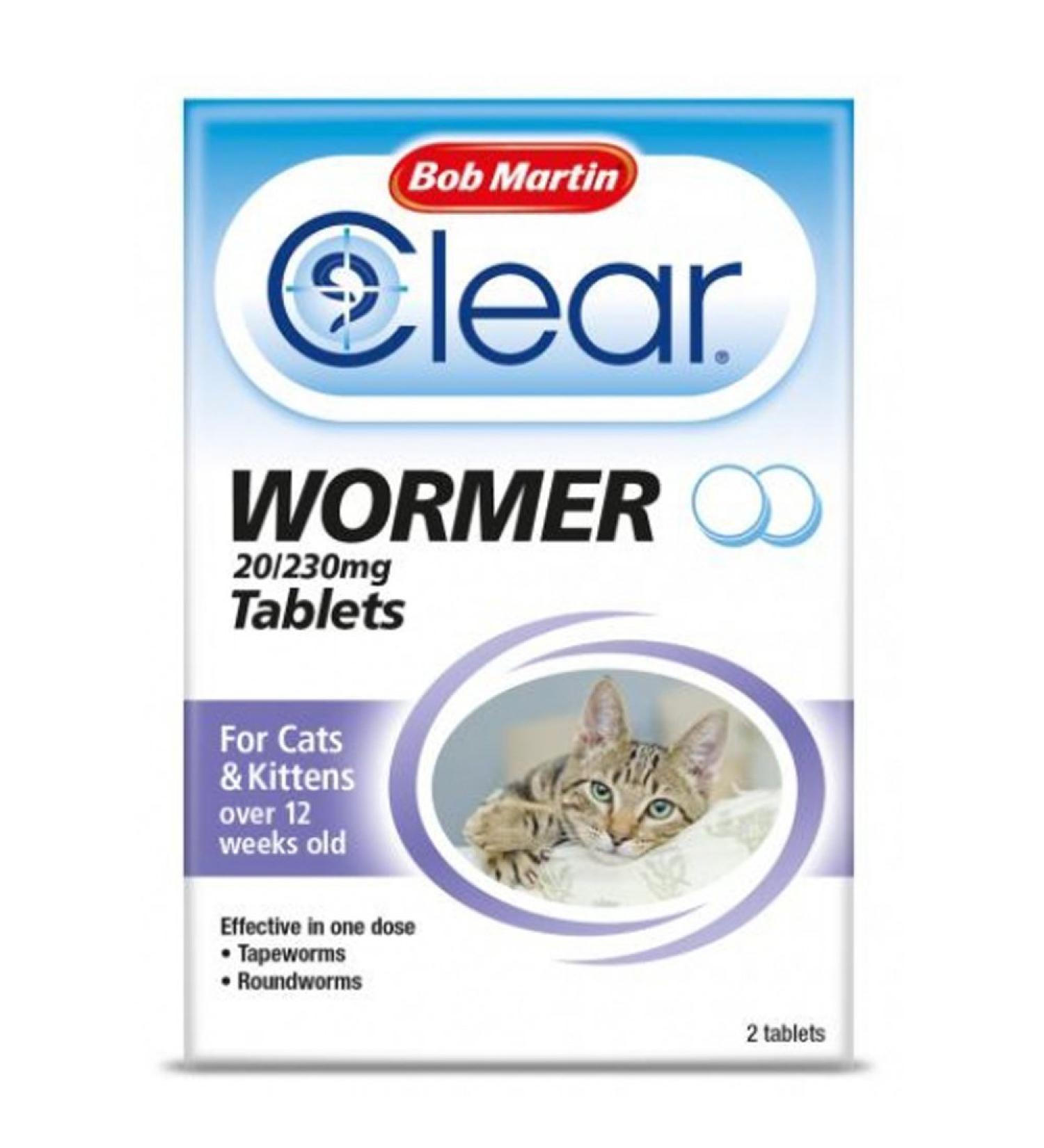 Bob Martin Clear Wormer Tablets for Cats and Kittens over 12 Weeks Old - 2 Tablets (1 Case - 6 Packs)