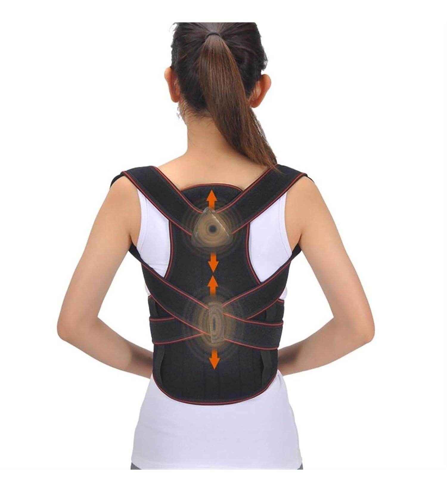 Adjustable Posture Corrector Belt | Back Support & Lumbar Brace for Hunchback & Scoliosis | Men Women & Adults (L) - Black - Buy Online on GoSupps.com