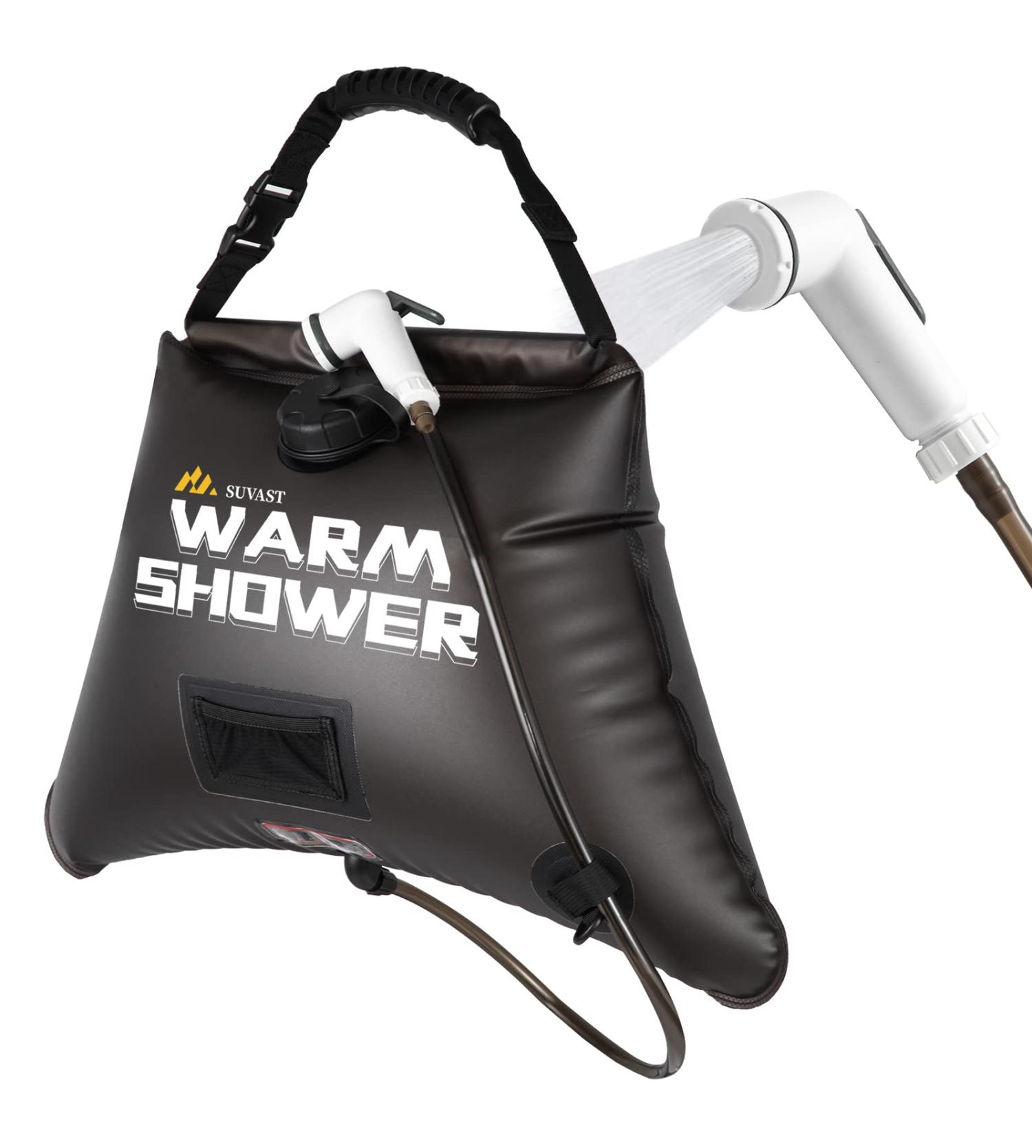 SUVAST Solar Showers 3rd Gen Outdoor Shower Bag - 4 Gallon/15L Portable Camp Shower Kit with Hot Water - Durable Camping Shower System - Buy Online on GoSupps.com