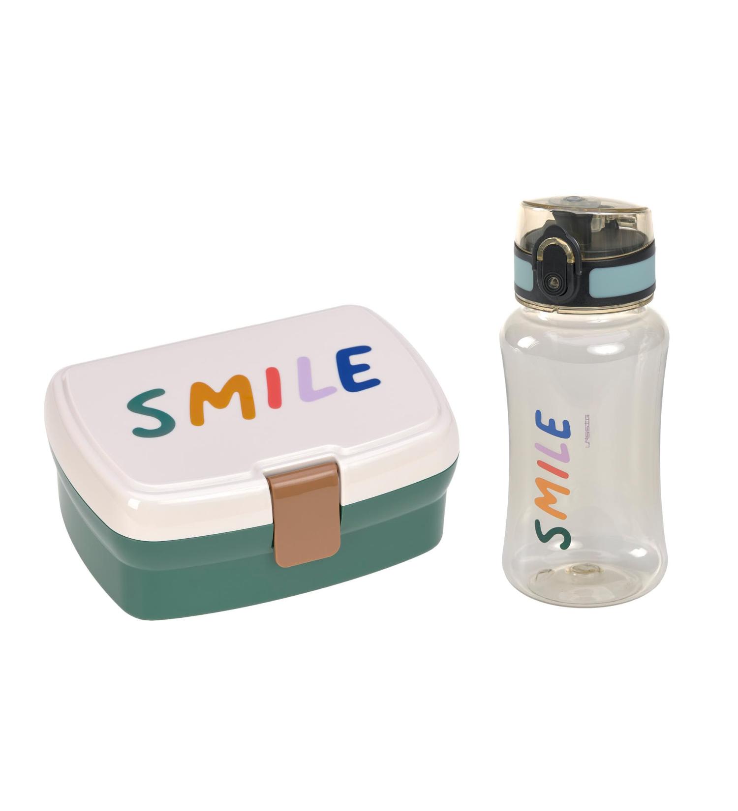 Shop Little Gang Milky Ocean Green Casual Bread Box & Drinking Bottle Set - Perfect Lunch Set (460ml) | International Shipping Available - Buy Online on GoSupps.com