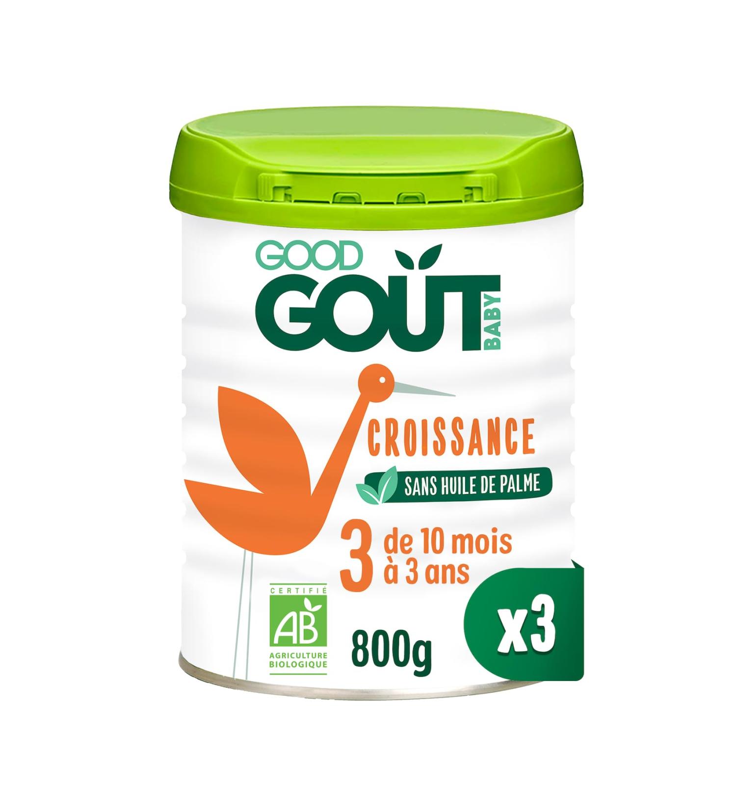 GOOD GO T - Baby Milk 3rd Age - Growth Milk Powder Format - From 10 Months to 3 Years - Palm Oil Free - With DHA Omega 3* - Made In Normandy - 3x800g - Buy Online on GoSupps.com