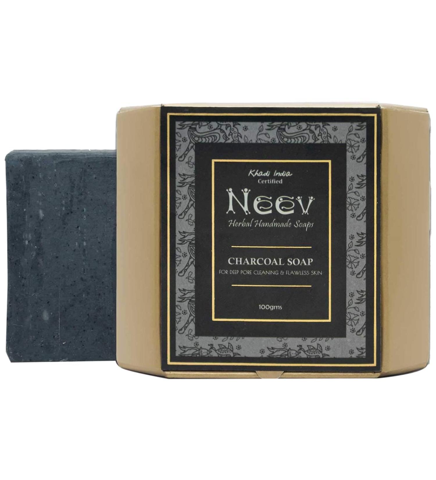 Nee.v Herbal Handmade Soaps Charcoal Soap For Deep Pore Cleansing and Flawless Skin - 100gms