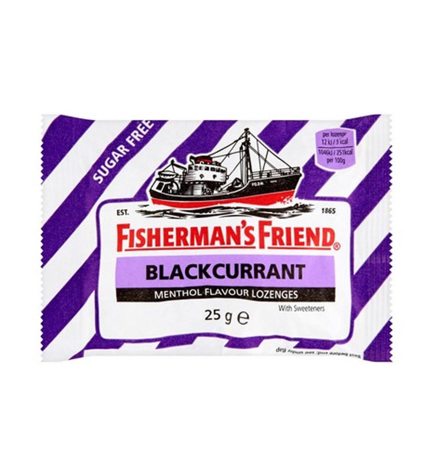 Fishermans Friend Blackcurrant Flavour Lozenges with Sweeteners 25g-PACK-OF-12 by Fishermans