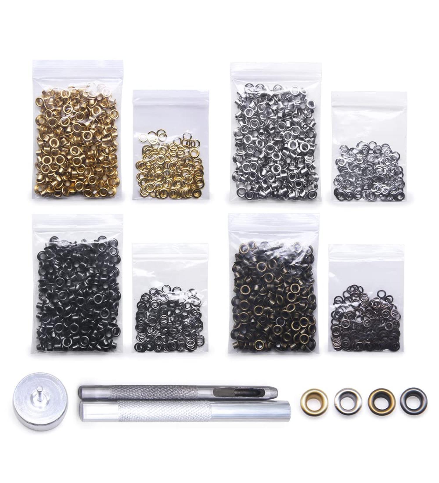 Grommet Kit - 800 Sets Eyelets with 3-Piece Installation Tool Kit - 4 Colors - 100# Inner Diameter 3mm - Buy Online on GoSupps.com