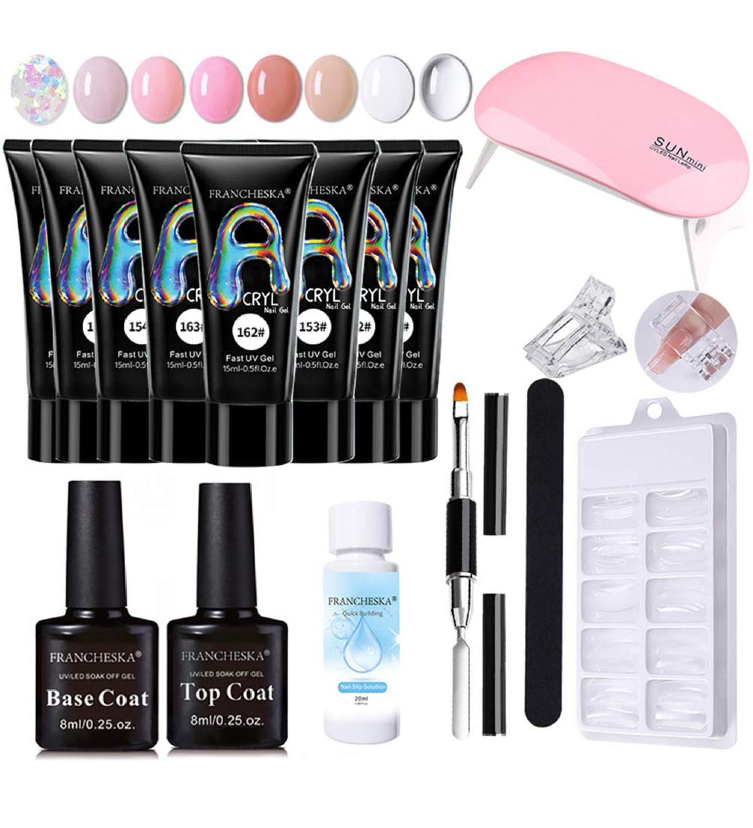 Ysimee Nail Extension Kit - Complete Starter Set with Nail Lamp Gel Shapes & Glitter for Perfect Nails - Buy Online on GoSupps.com