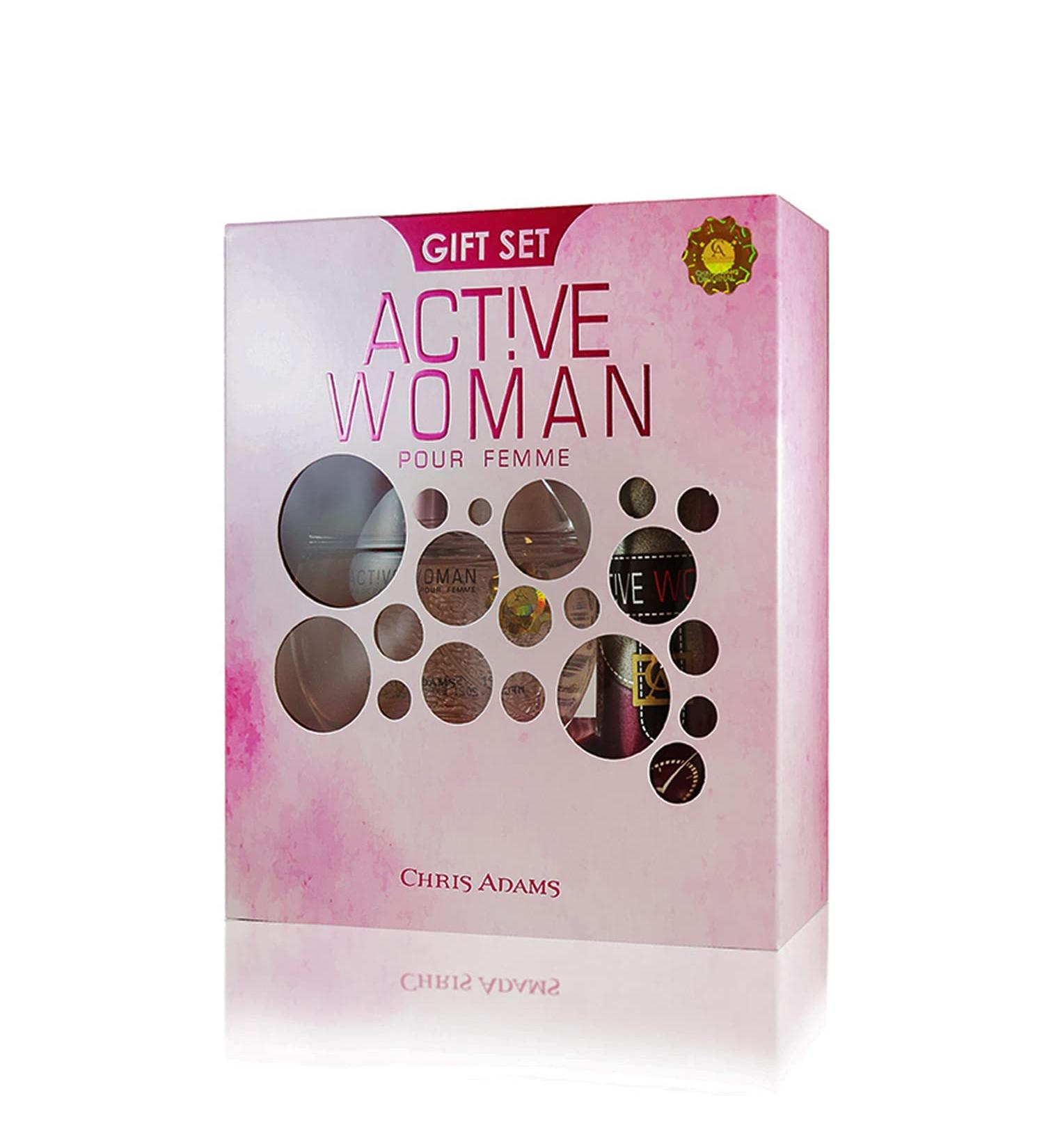 Chris Adams Gift Set - Active Woman | Eau De Parfum - 80ml & Deodorant Body Spray 200ml | Premium Long Lasting Fragrance | Daily Use Perfume & Deodorant For Women | Gift Set For Women | Made in U.A.E - Buy Online on GoSupps.com
