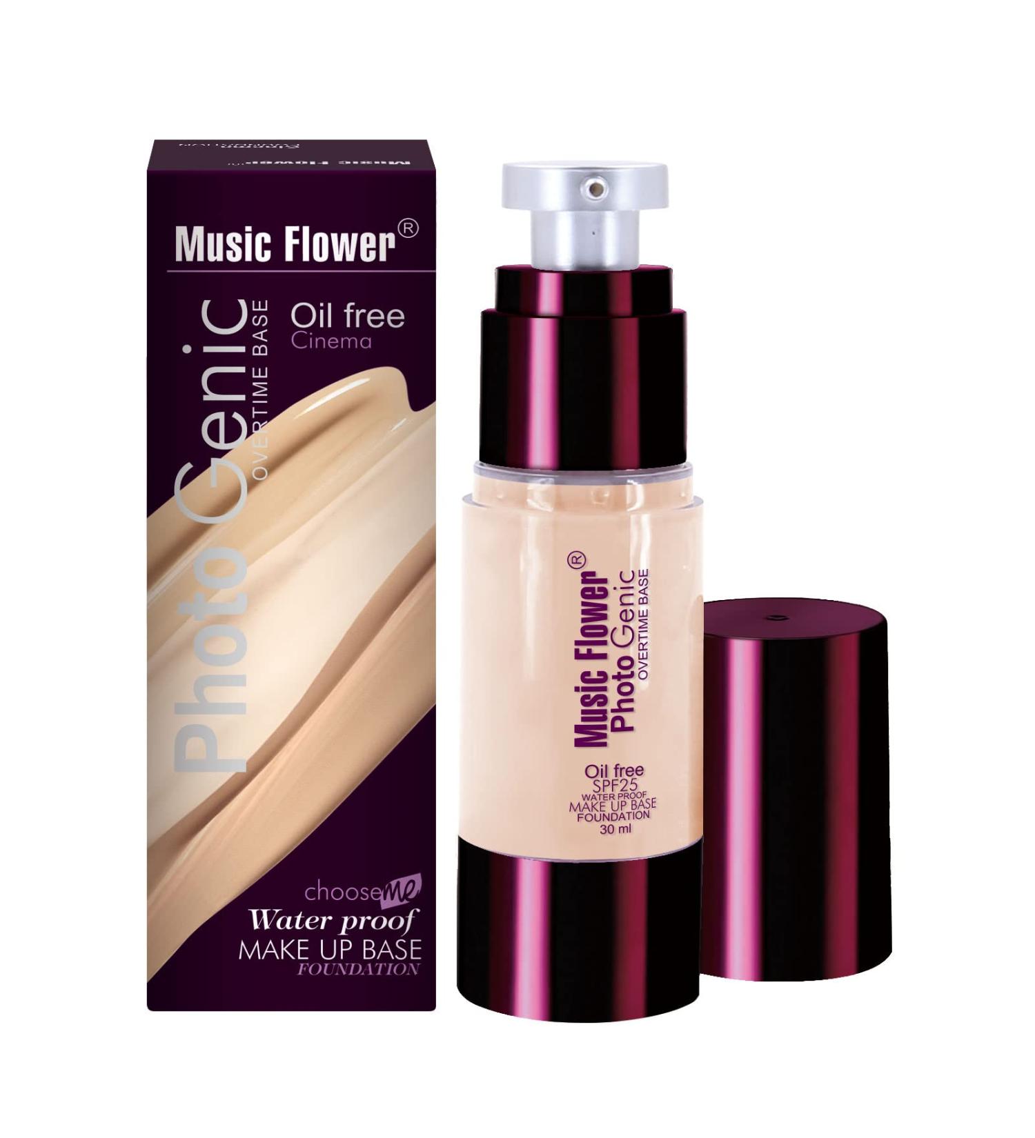 Music Flower Photo Genic Liquid Foundation - Matte, Oil-Free, Waterproof Makeup Base - Full Coverage, Long-Lasting, Poreless - Dewy Smooth Finish - 1 Fl Oz (Wheat) - Buy Online on GoSupps.com