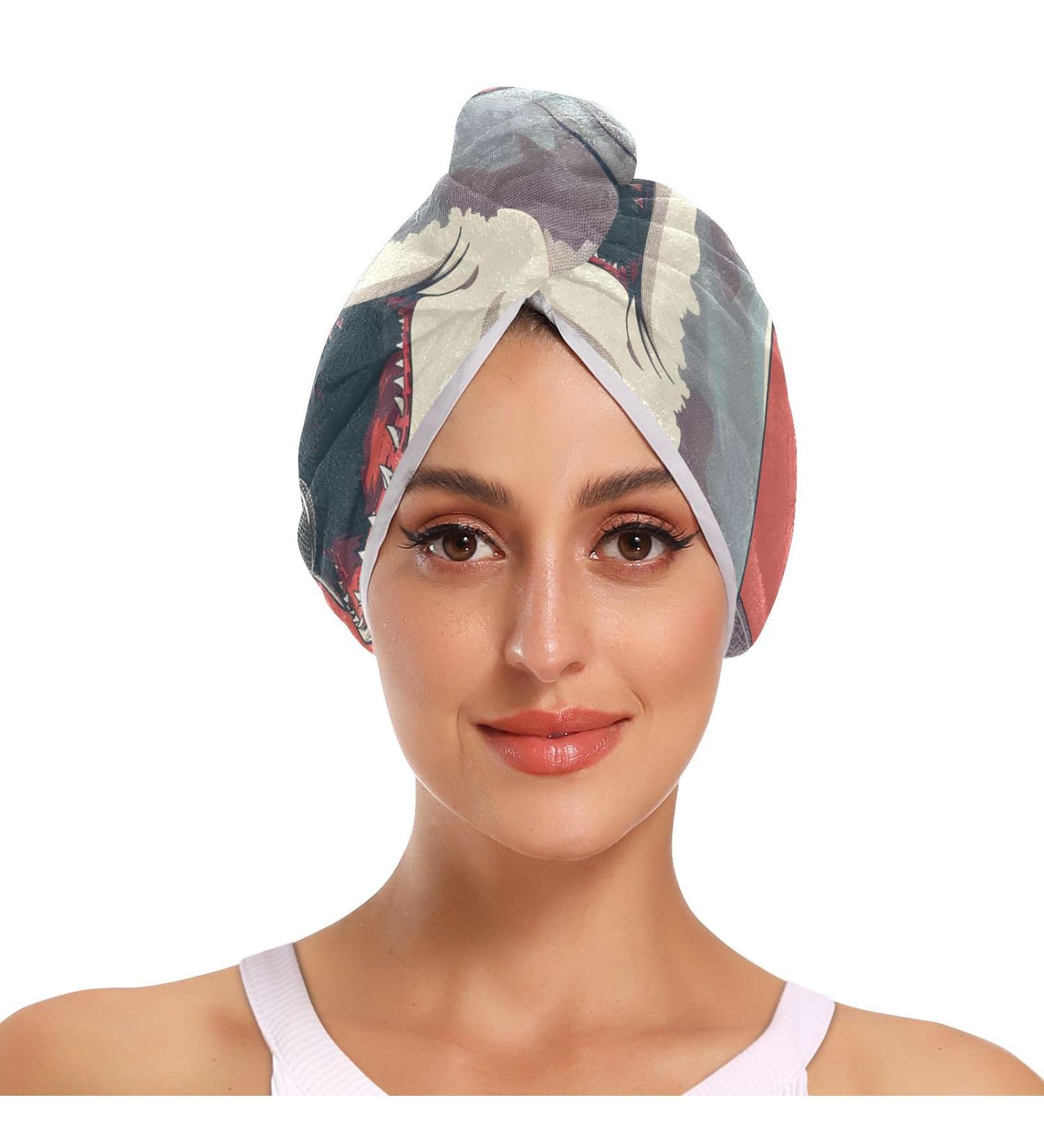 Shark Singing Hair Towel 2 Pack - Super Absorbent Quick Dry Hair Turbans | Ultimate Hair Drying Solution for Women & Girls - Buy Online on GoSupps.com